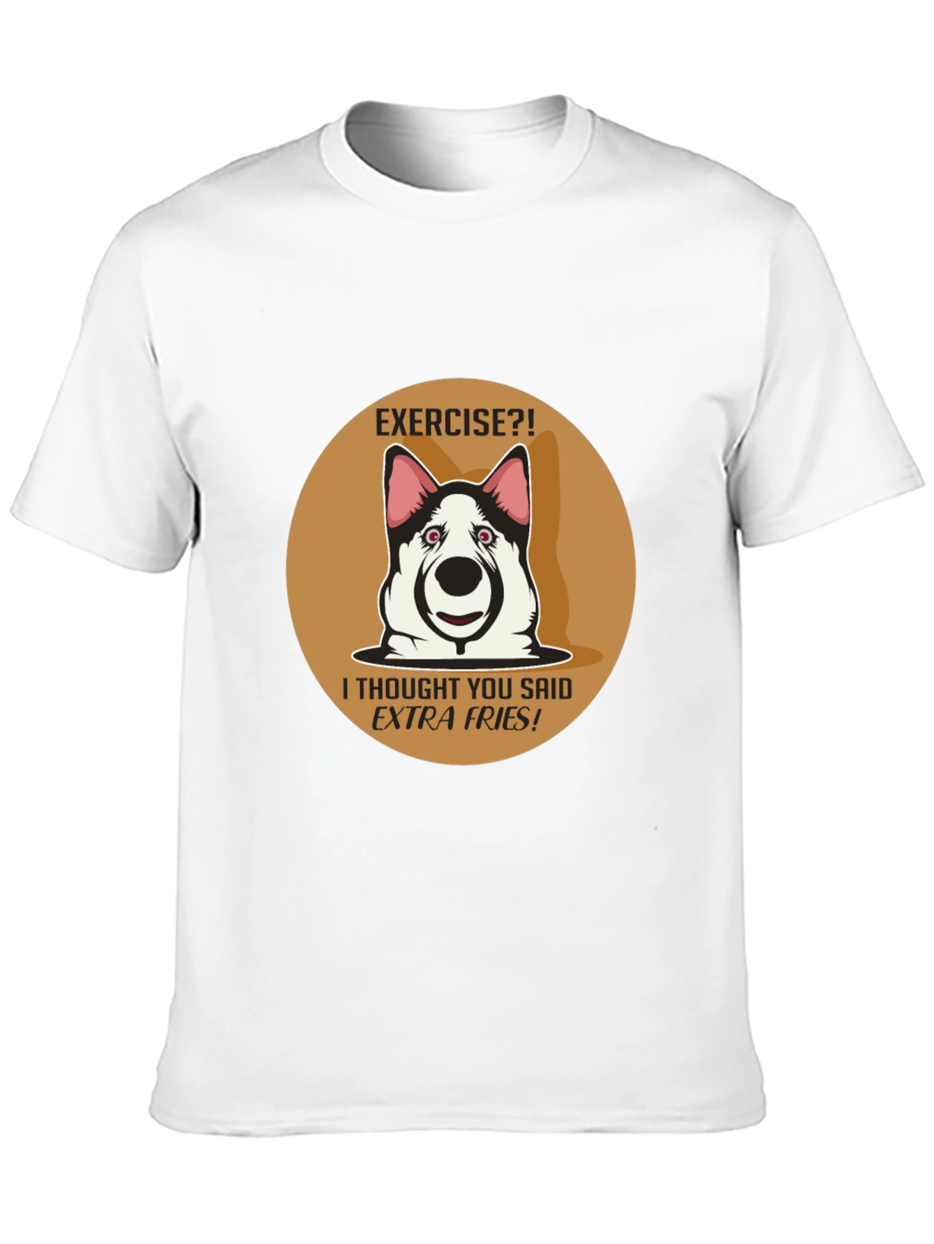 Black Exercise? Extra Fries! Funny Dog T-Shirt view 10