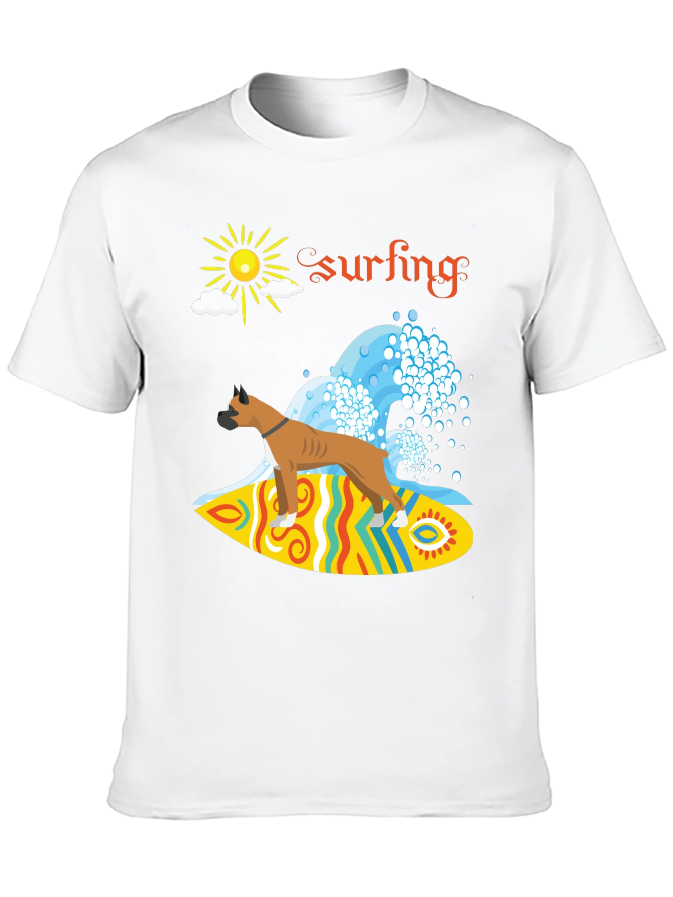 Black Surfing Boxer Dog Graphic Tee view 10