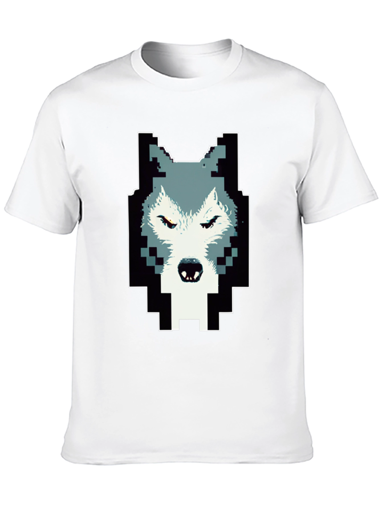 Black Pixelated Wolf Graphic Tee - Cool Design view 10