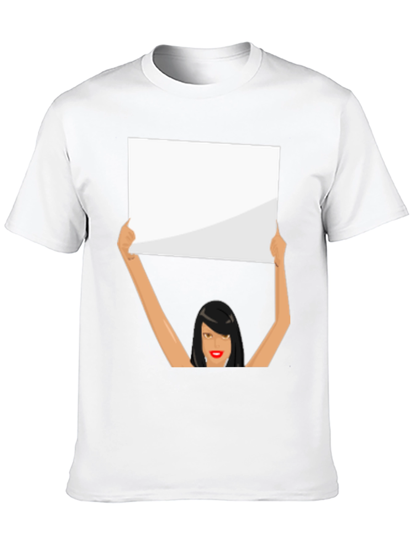 Black Novelty Graphic Tee: Woman Holding Sign view 10