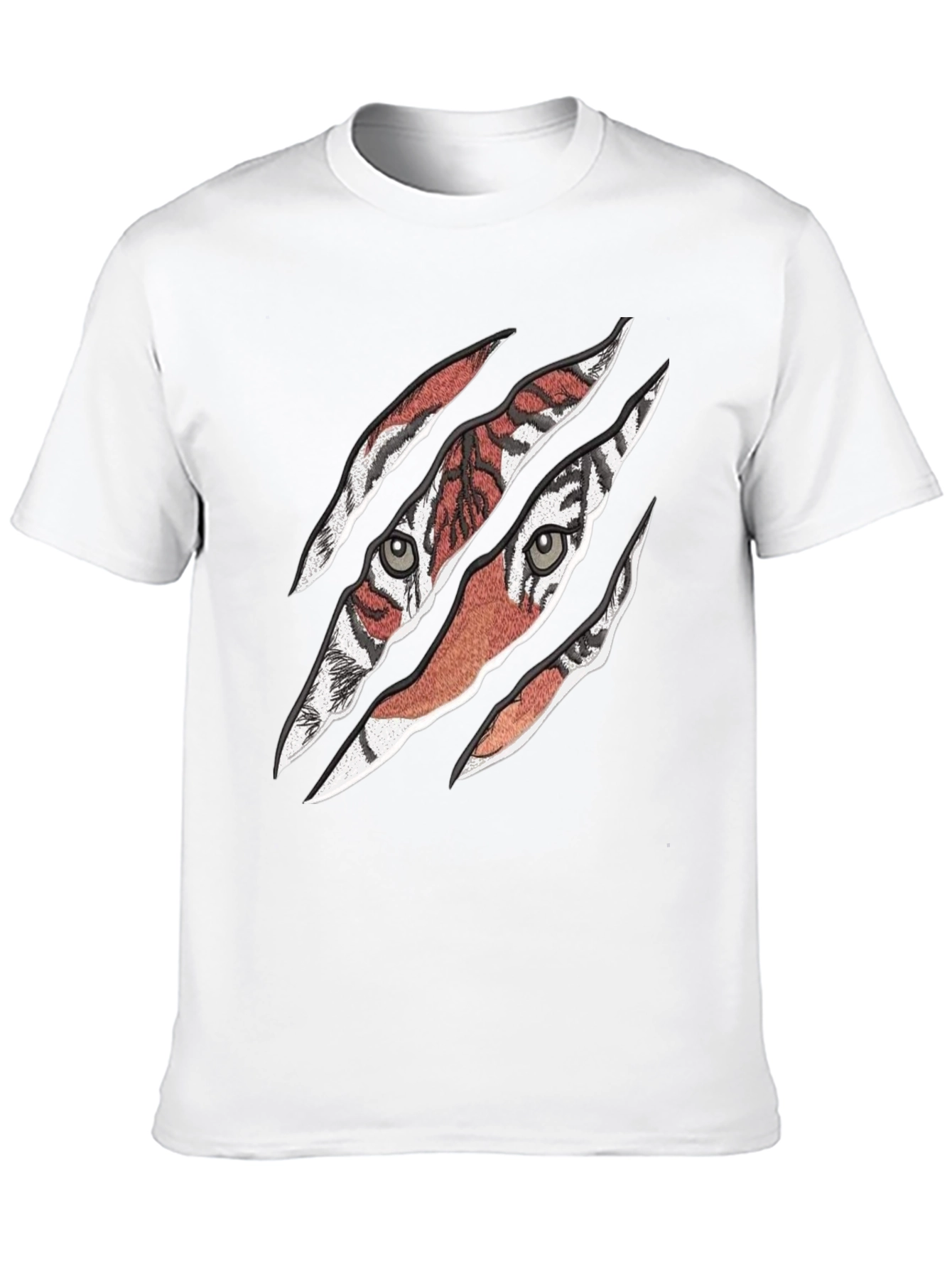 Black Men's Tiger Graphic Print Crew Neck T-Shirt view 10