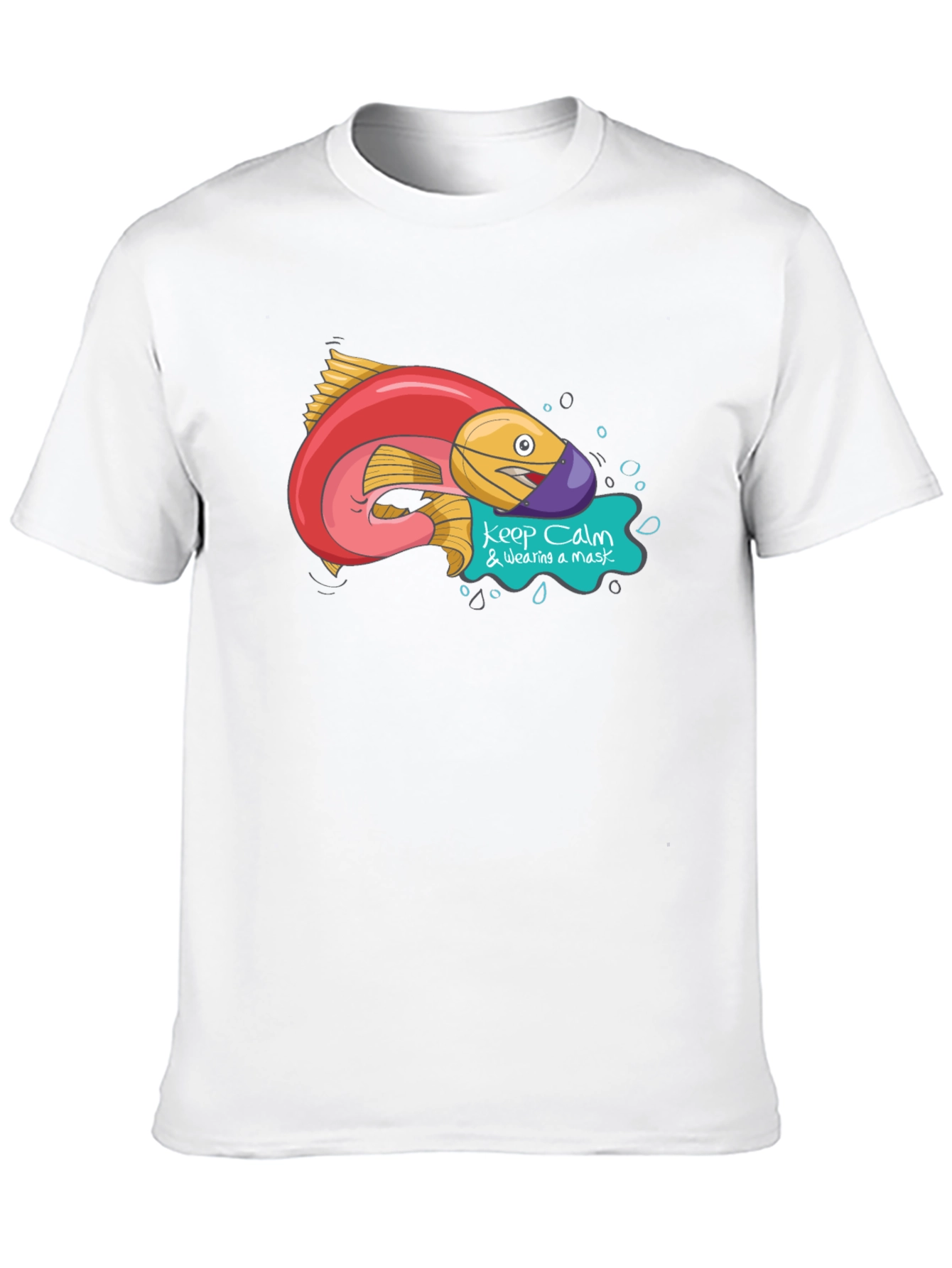 Black Funny Fish Wearing Mask Graphic T-Shirt view 10