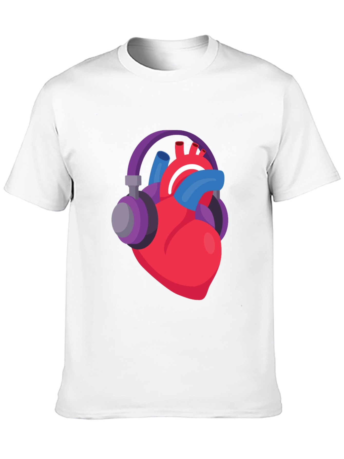 Black Heartbeat Headphones Graphic Tee - Music Lover Shirt view 10