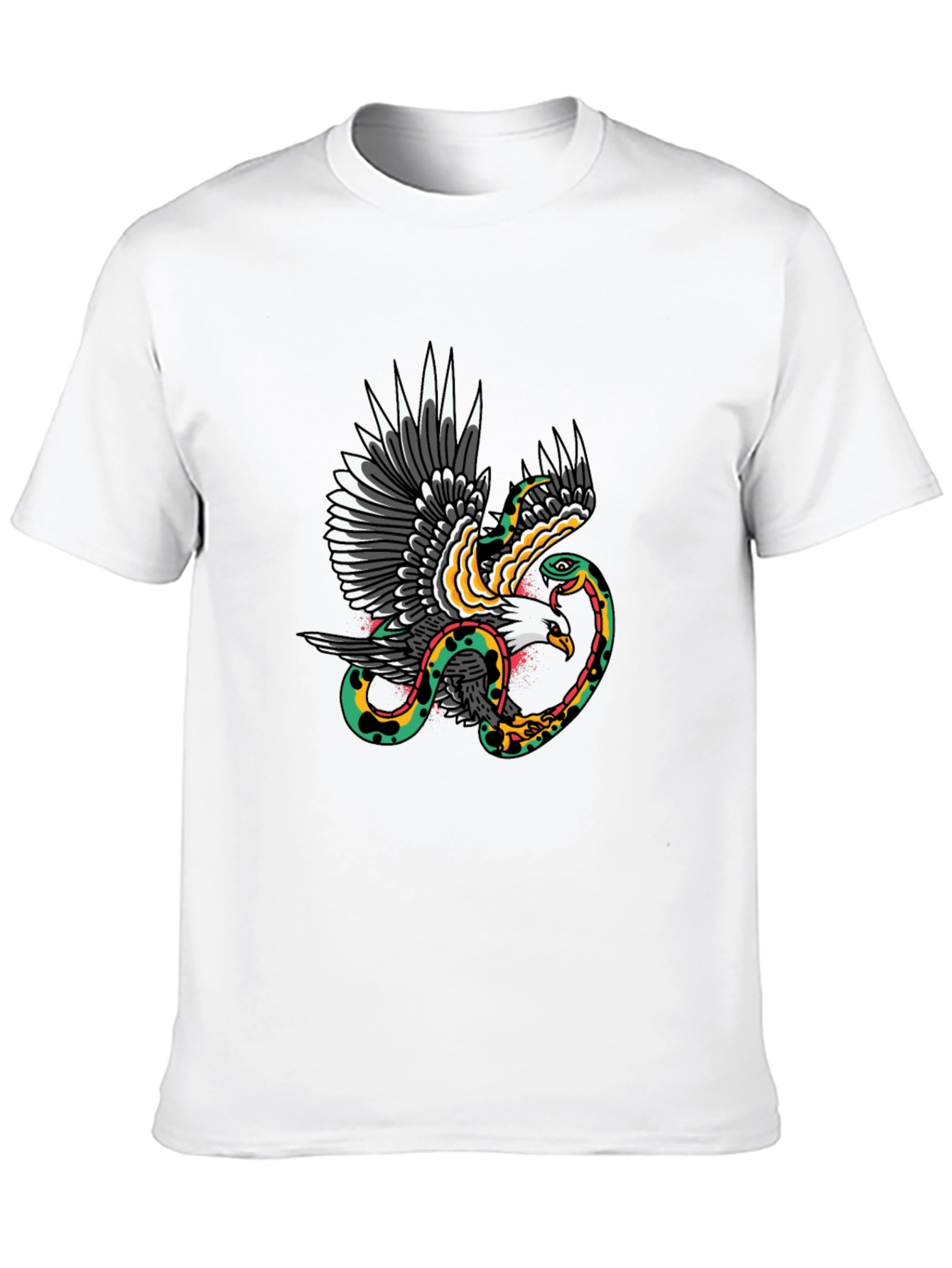 Black Eagle & Snake Graphic Print Black T-Shirt view 10