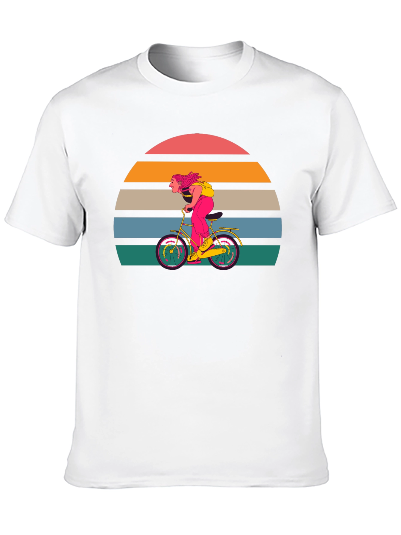 Black Retro Sunset Cyclist T-Shirt - Black view 10