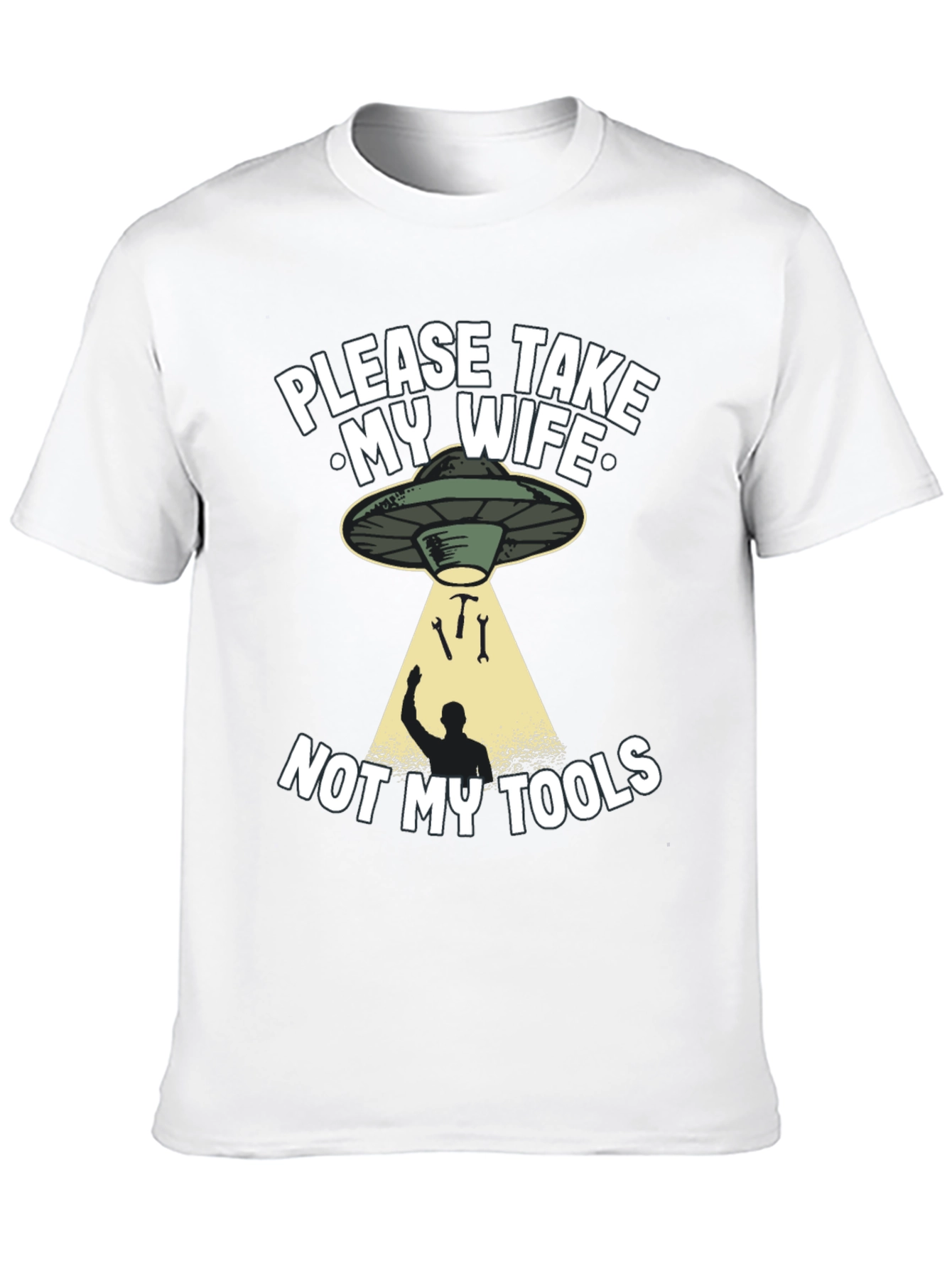 Black Funny Alien Abduction Graphic T-Shirt - Take My Wife, Not My Tools view 10