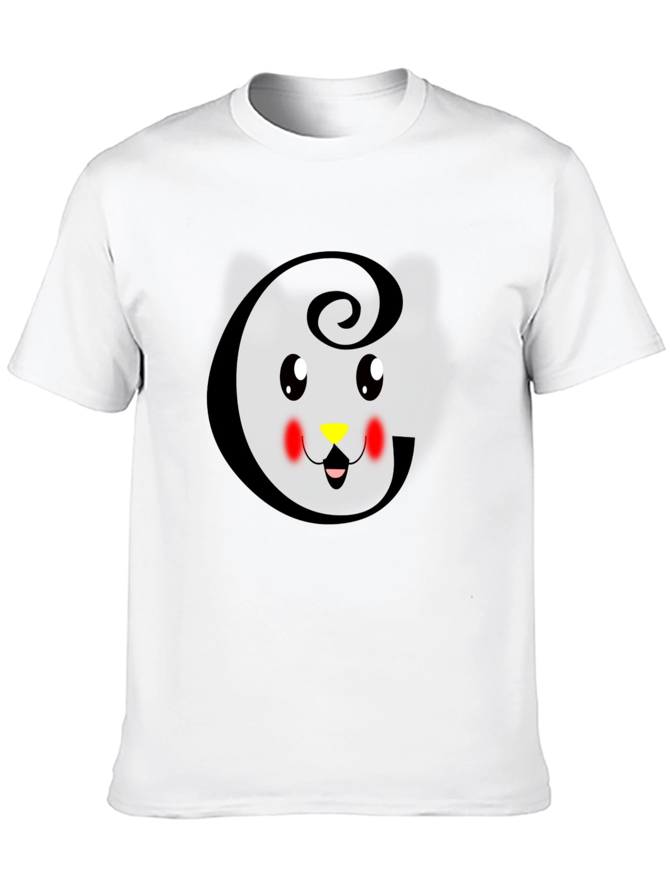 Black Cute Cat Initial 'G' Black T-Shirt view 10