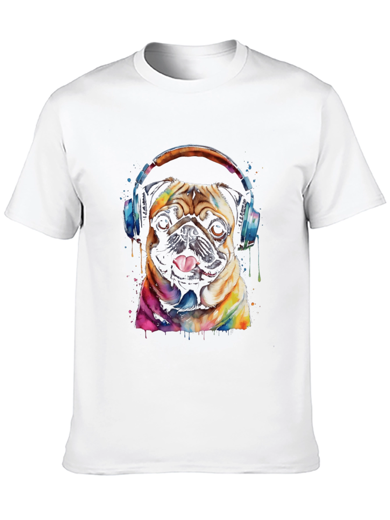 Black Pug DJ Graphic Tee - Dog Lover's Black T-Shirt view 10