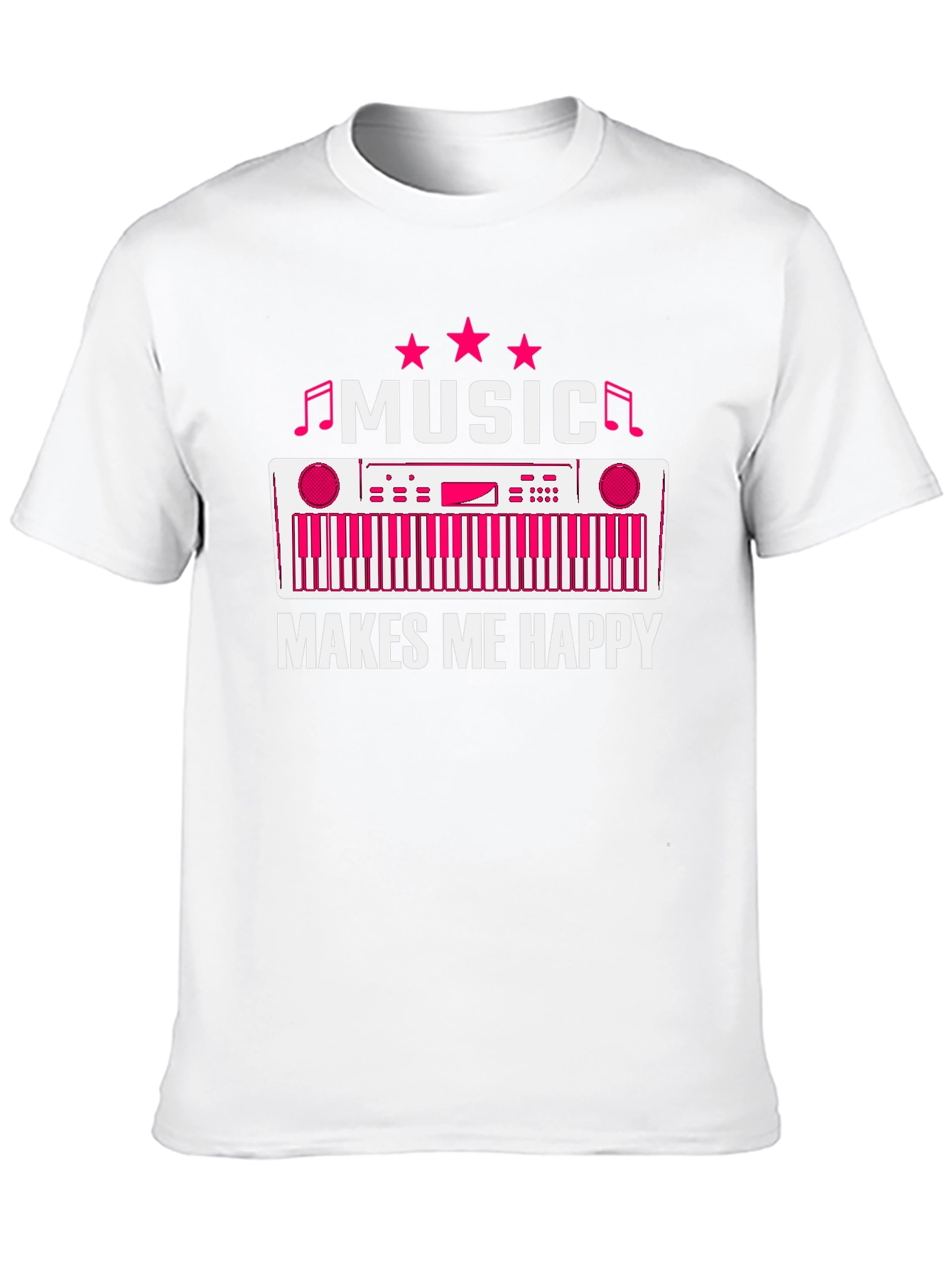 Black Music Makes Me Happy T-Shirt - Keyboard Design view 10