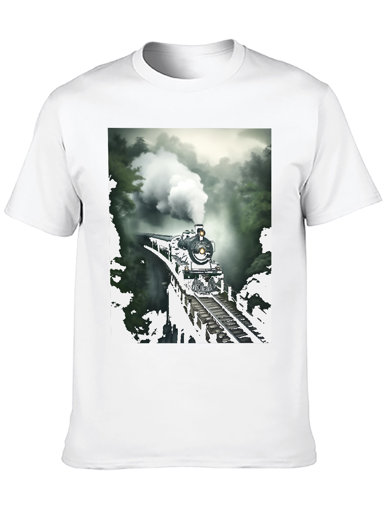 Black Steam Train Graphic Tee - Vintage Style view 10