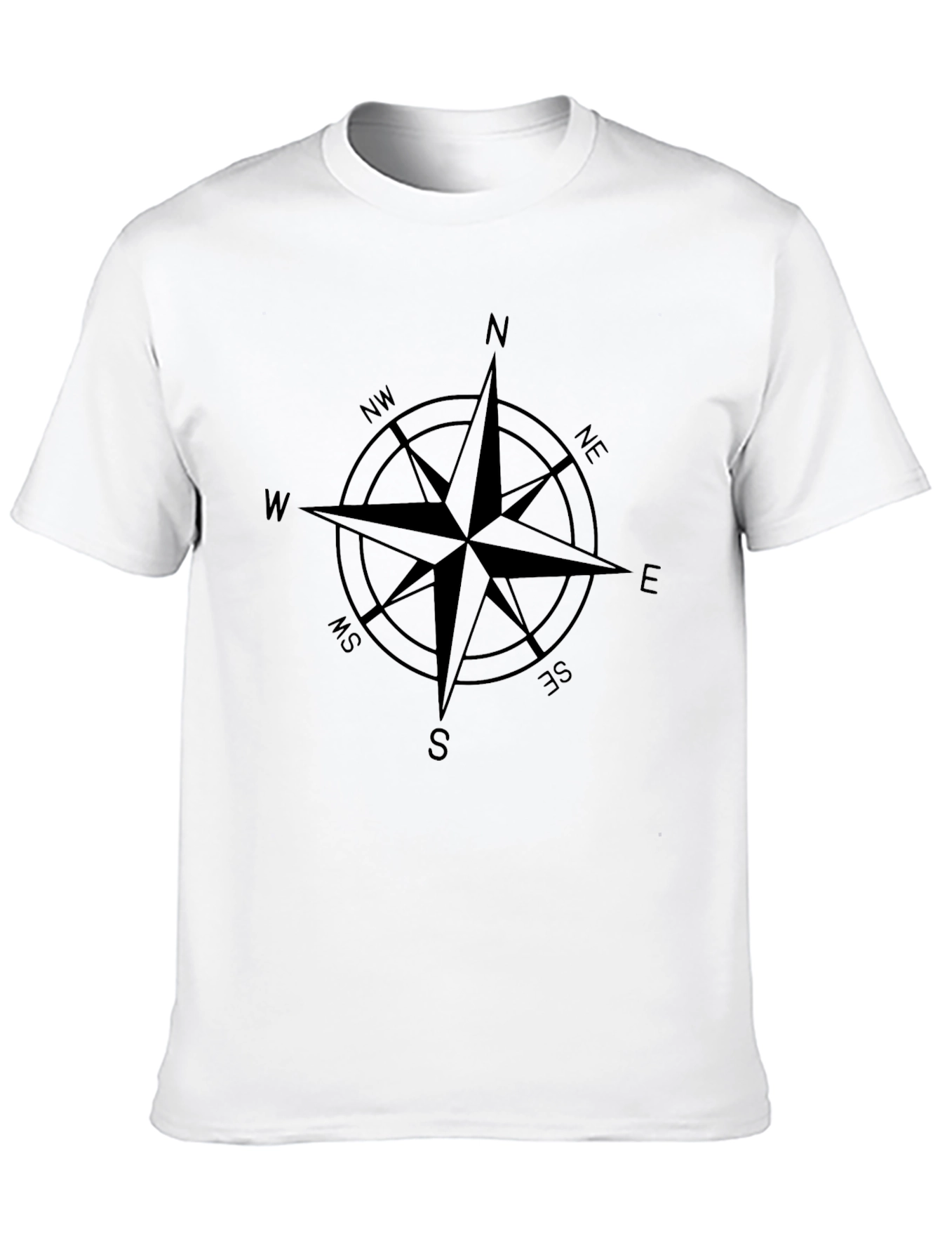 Black Compass Rose Graphic Tee - Black Cotton T-Shirt view 10