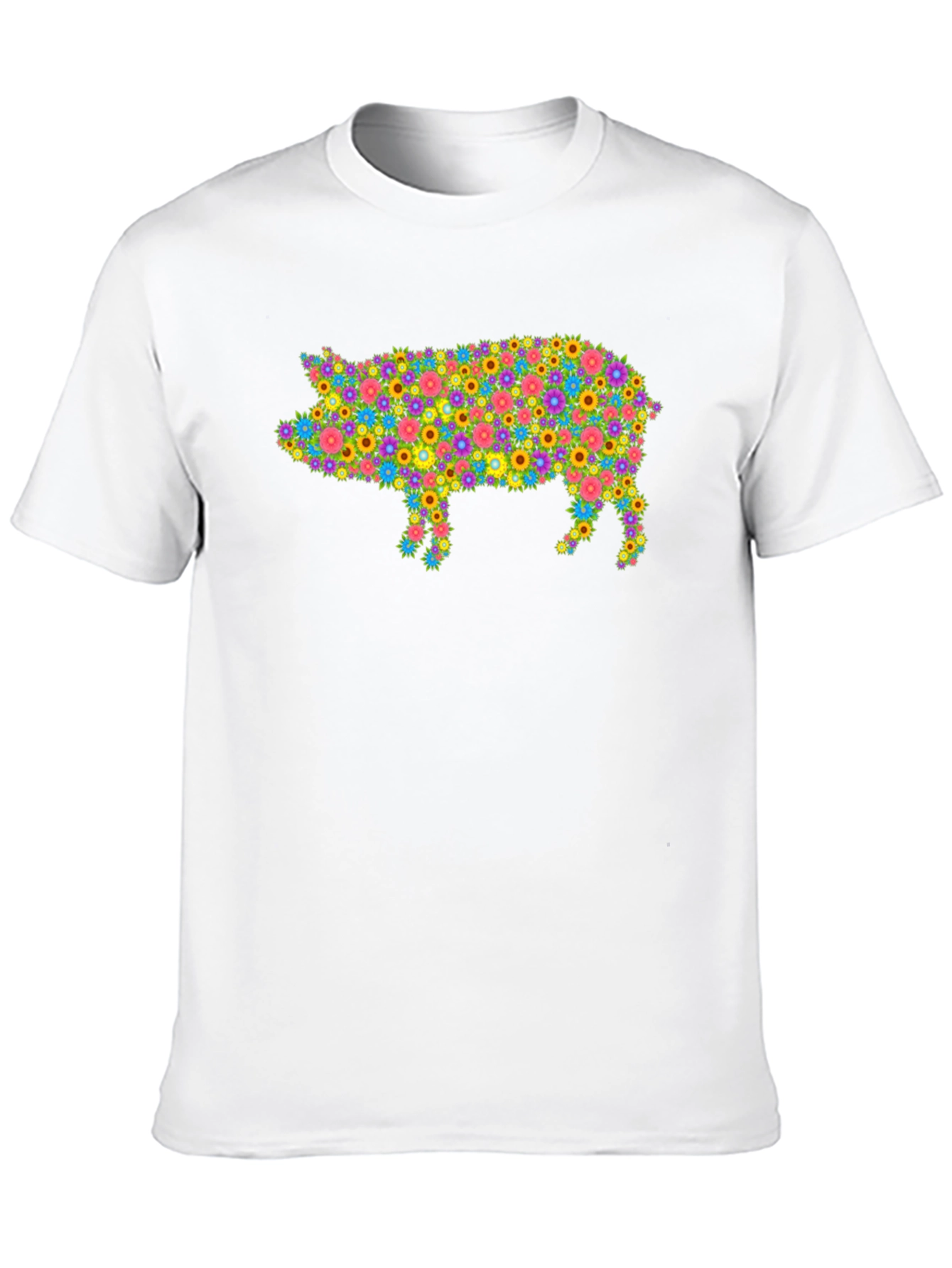 Black Floral Pig Graphic T-Shirt - Unique & Stylish view 10