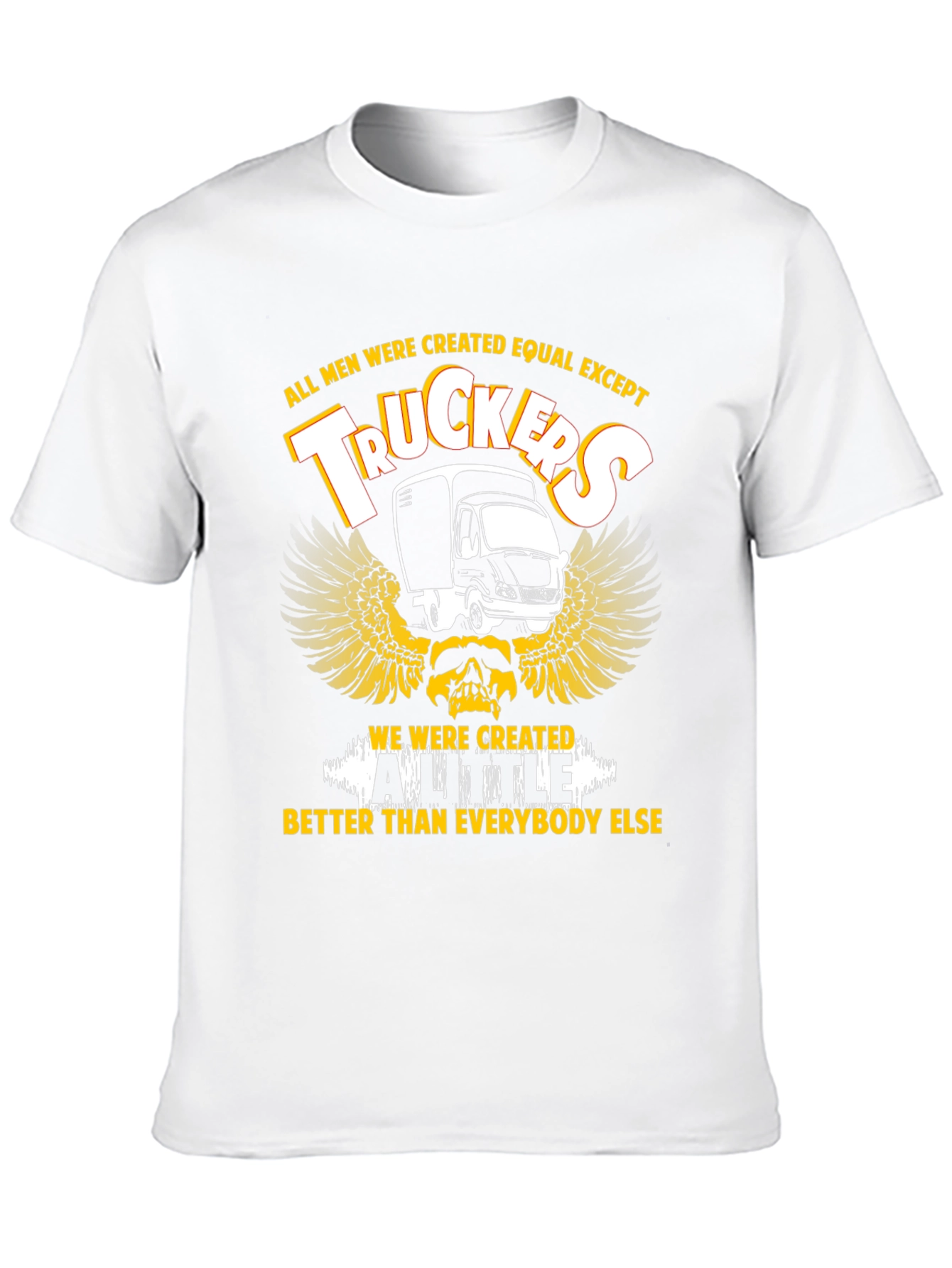 Black Trucker T-Shirt - All Men Are Created Equal Except Truckers Tee view 10