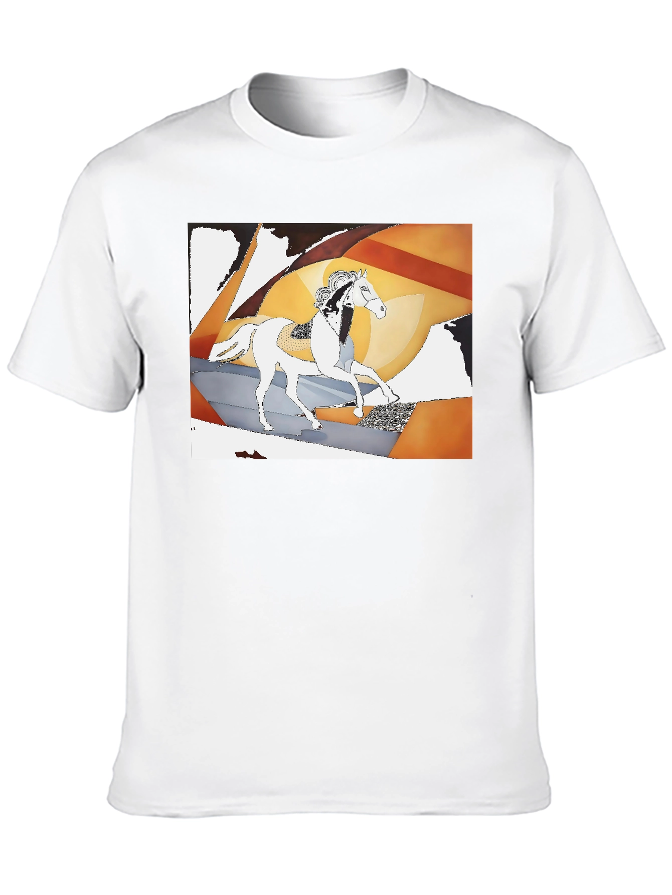 Black Abstract Horse Graphic Tee - Stylish Black T-Shirt view 10