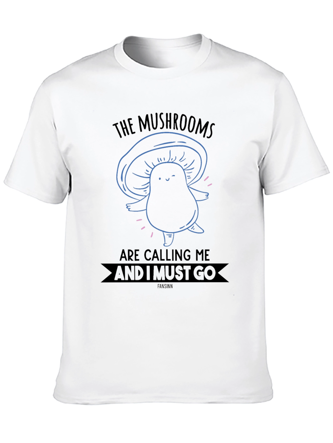 Black Mushroom Calling Black Graphic Tee view 10