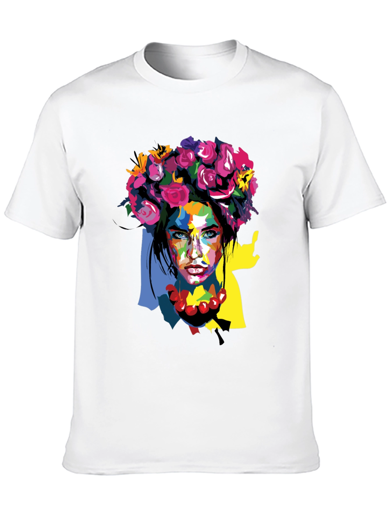 Black Floral Woman Graphic Tee - Artistic Fashion Shirt view 10