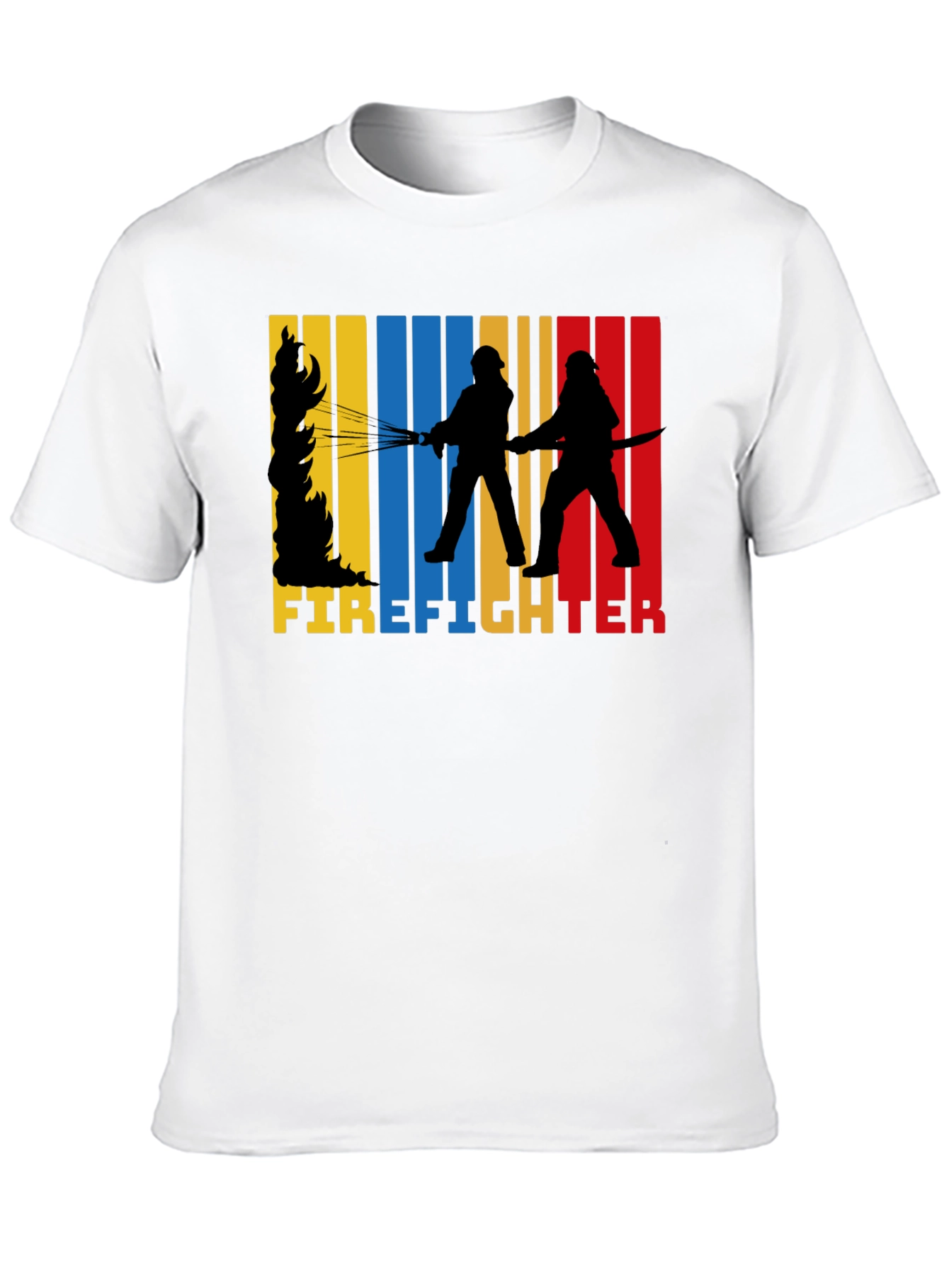 Black Firefighter Graphic Tee - Black Cotton T-Shirt view 10