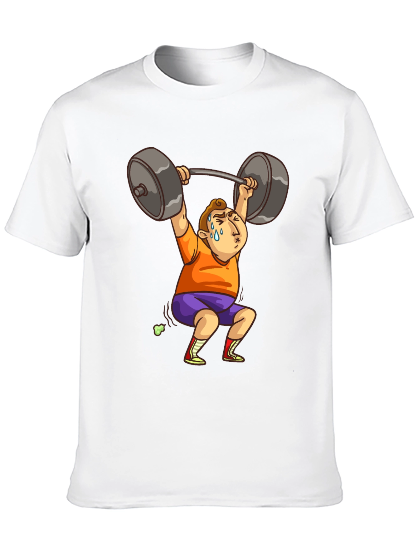 Black Funny Weightlifter Cartoon T-Shirt view 10
