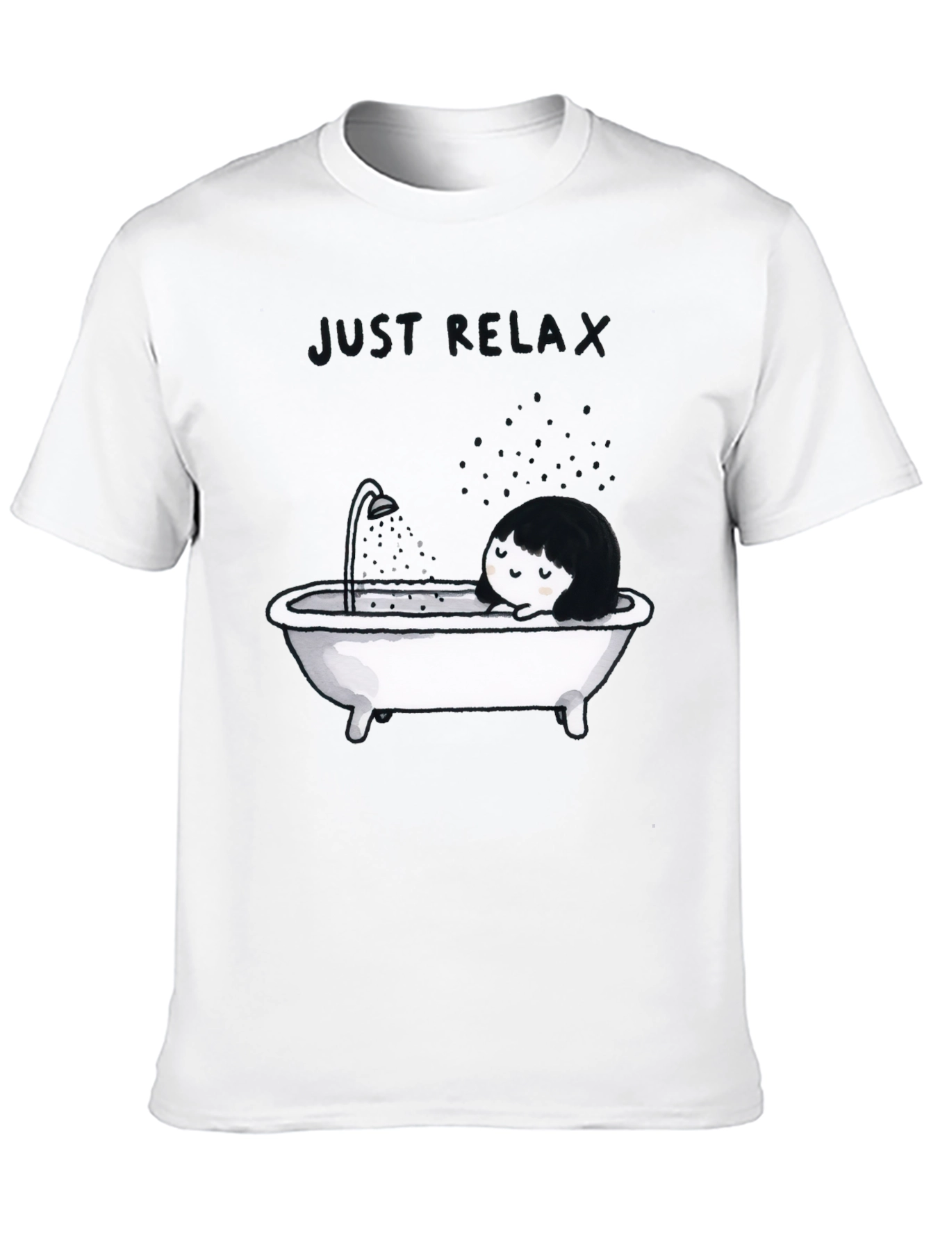 Black Just Relax Black Graphic Tee - Bathtub Design view 10