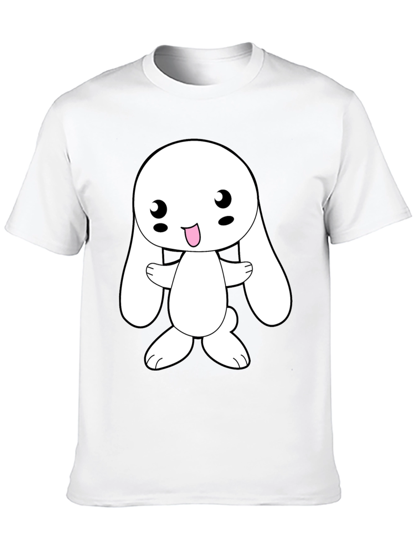 Black Cute Bunny Graphic Tee - Black Cotton Blend view 10