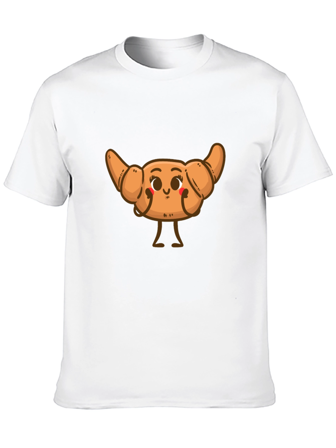 Black Cute Croissant Cartoon Graphic T-Shirt view 10