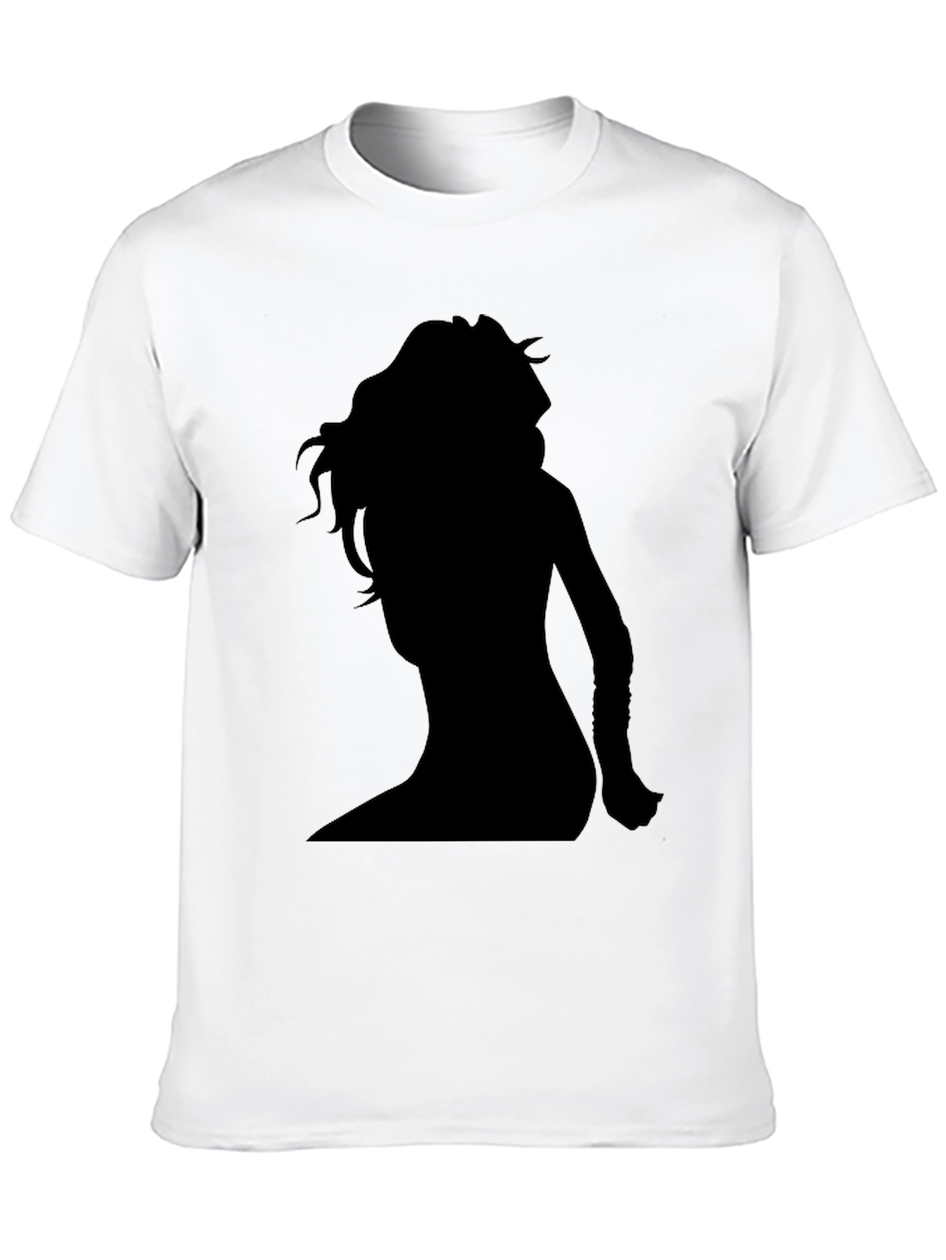 Black Silhouette Woman Graphic Tee - Black Cotton Shirt view 10