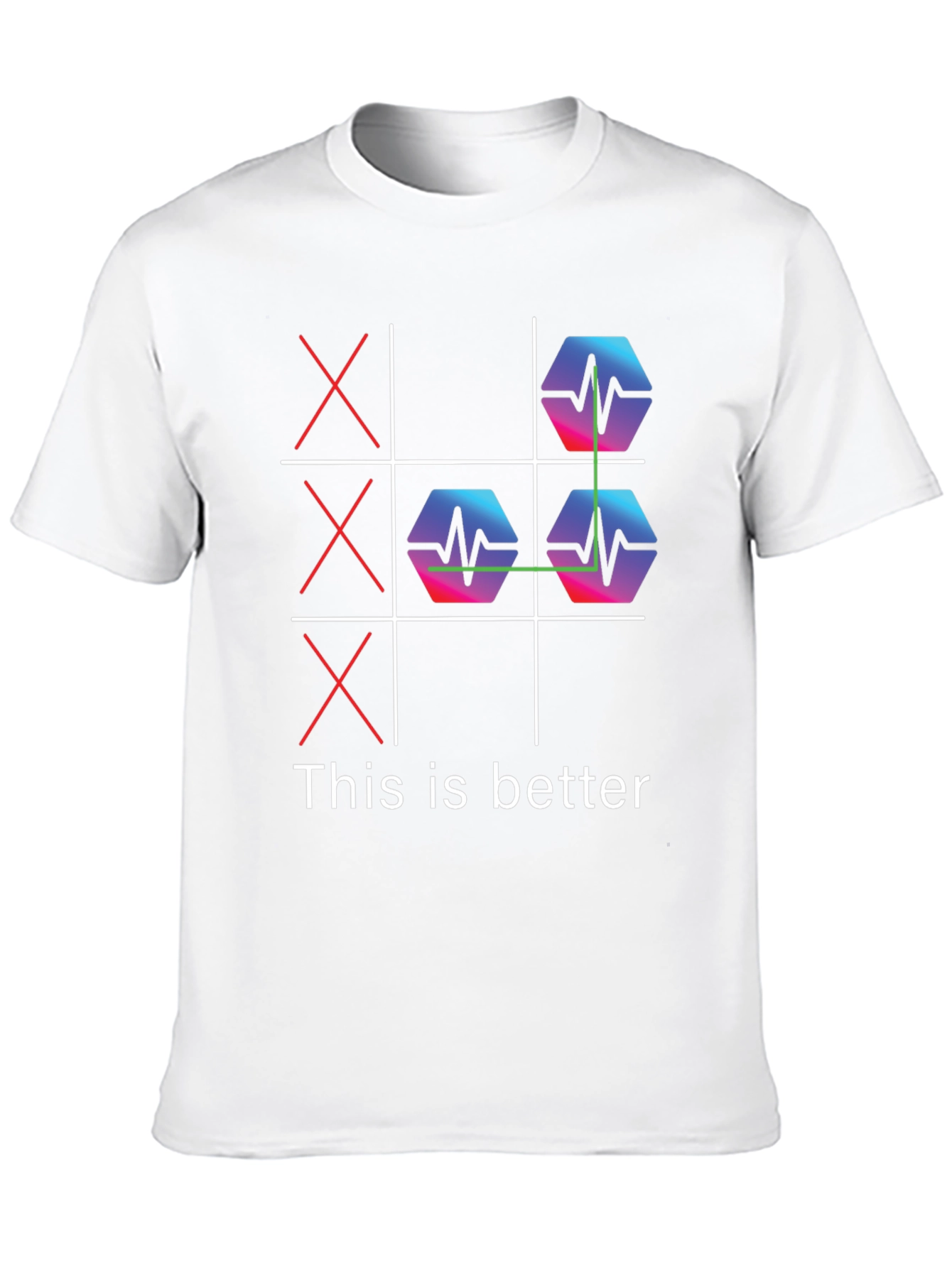 Black Tic-Tac-Toe ECG Pulse Black Graphic Tee view 10