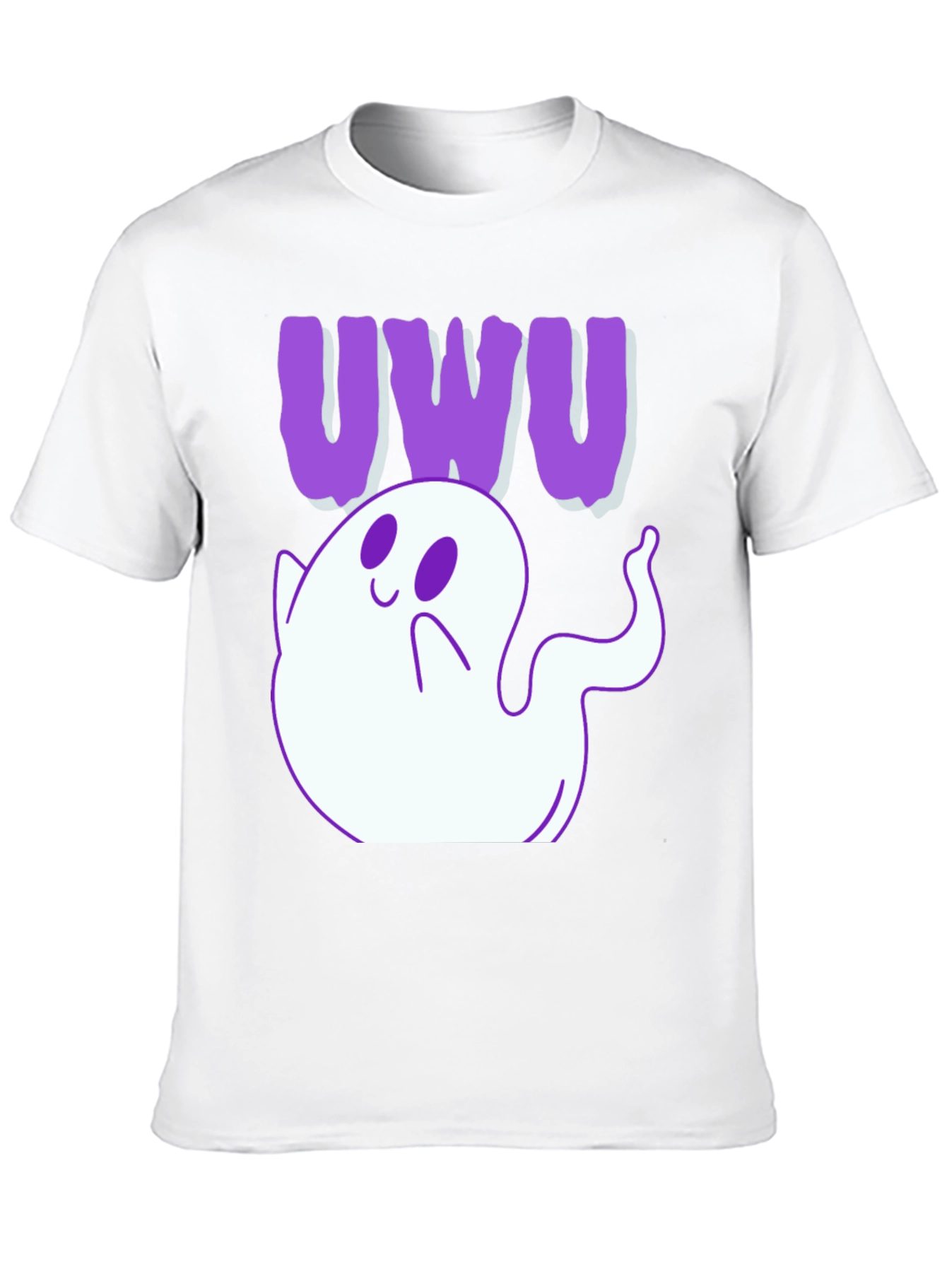 Black Cute Ghost "UWU" T-Shirt view 10