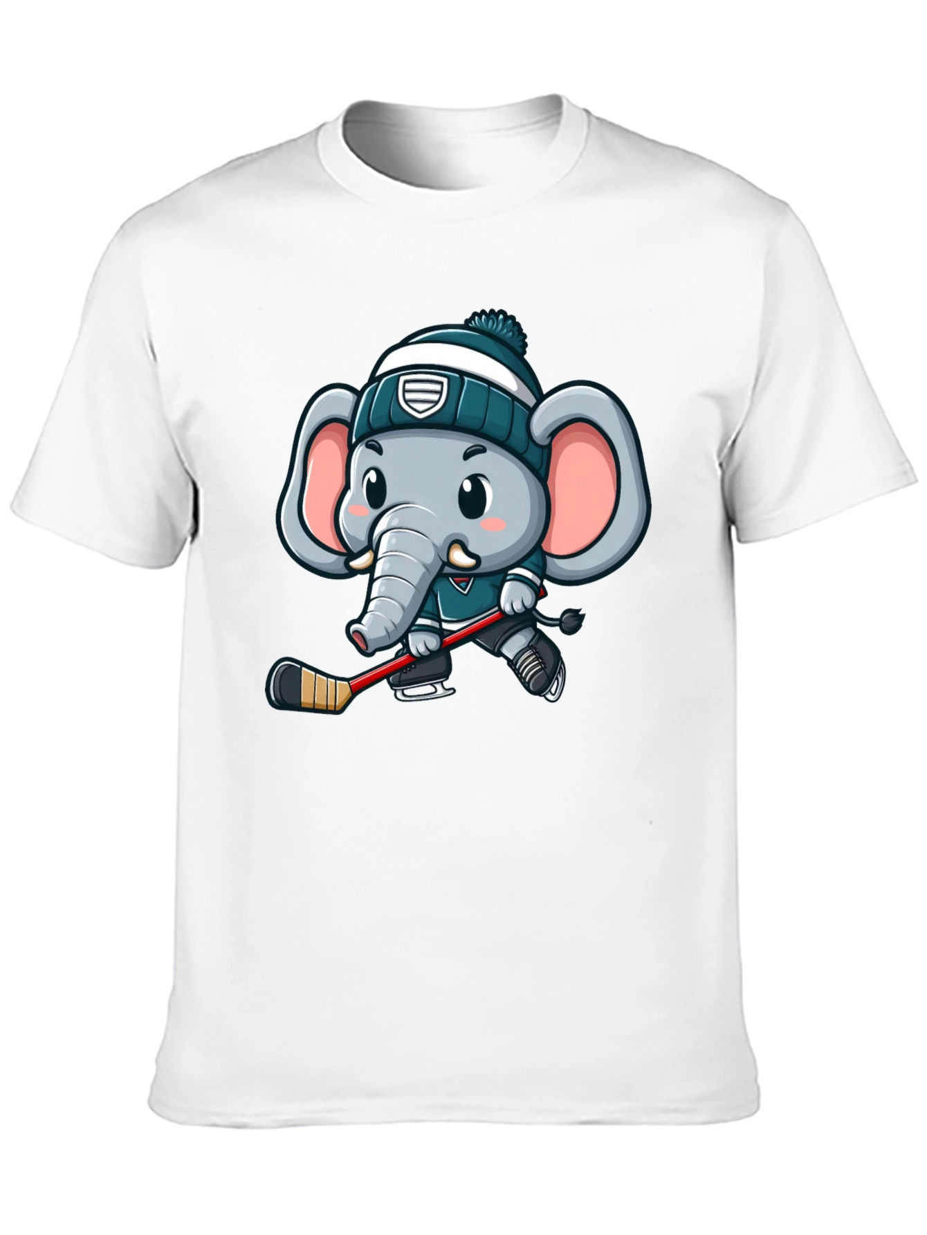 Black Cartoon Elephant Hockey T-Shirt view 10