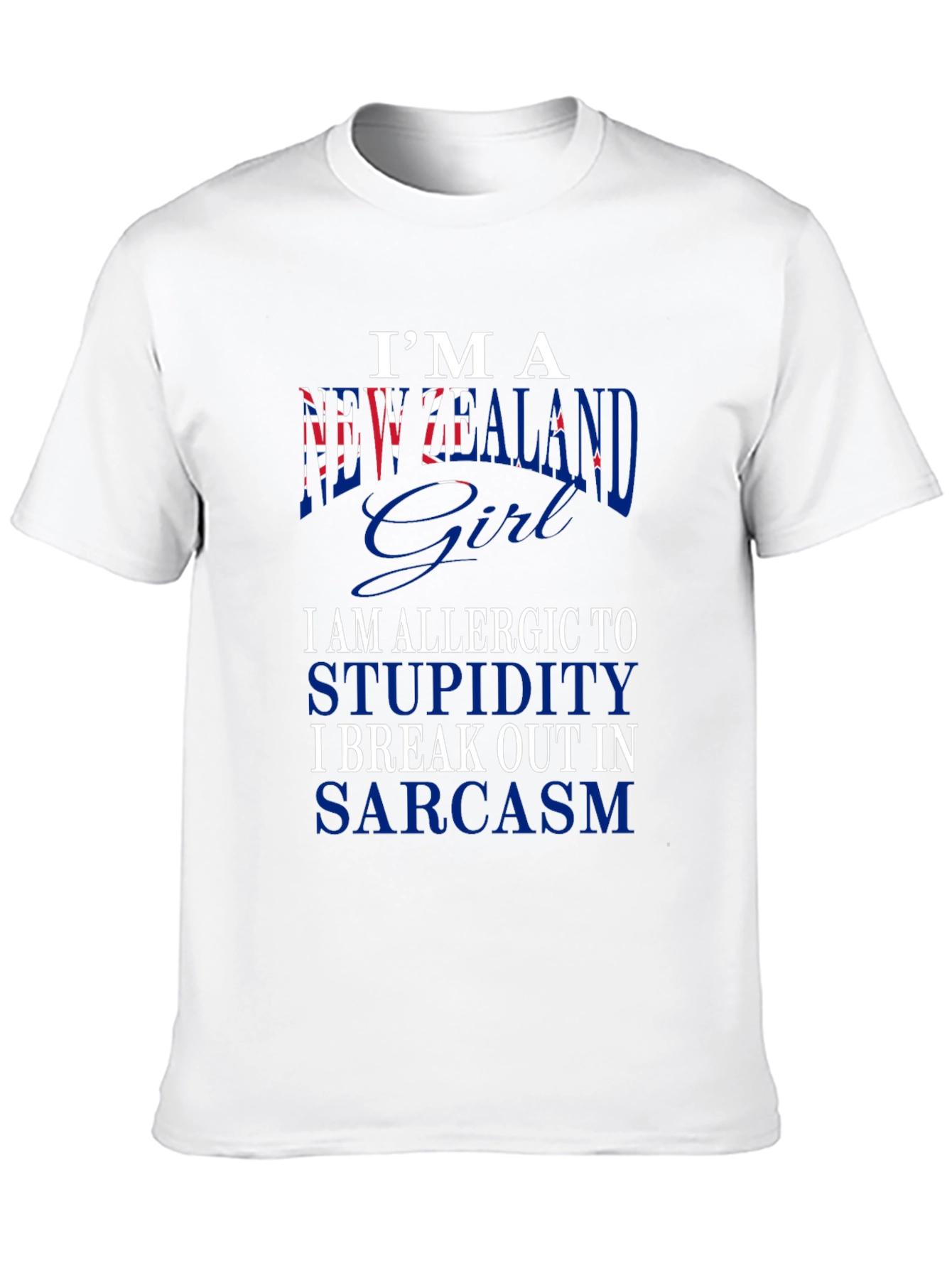 Black New Zealand Girl Sarcastic Graphic T-Shirt view 10