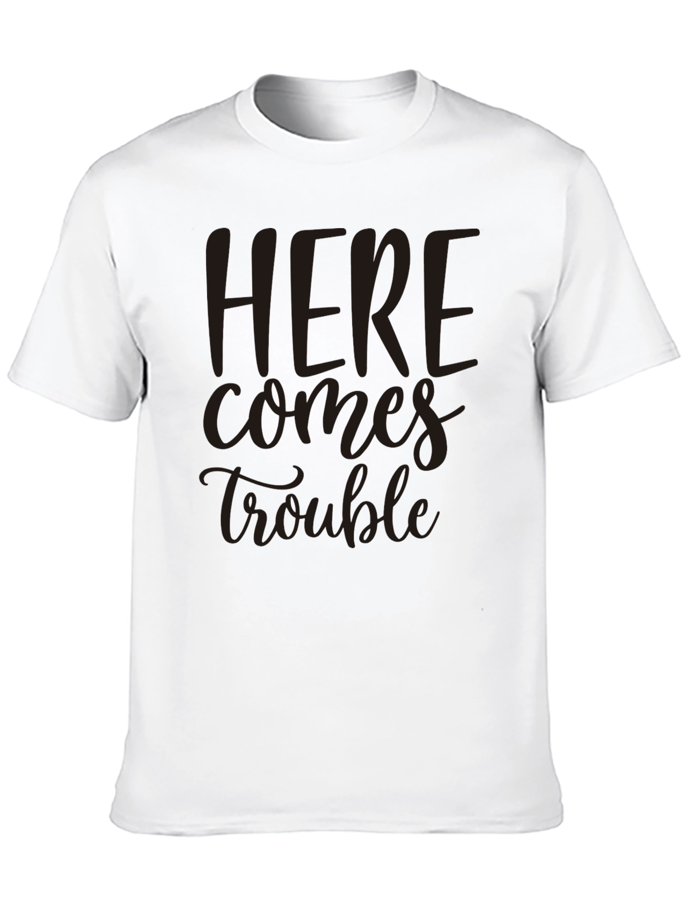 Black Here Comes Trouble Black Crew Neck Tee view 10