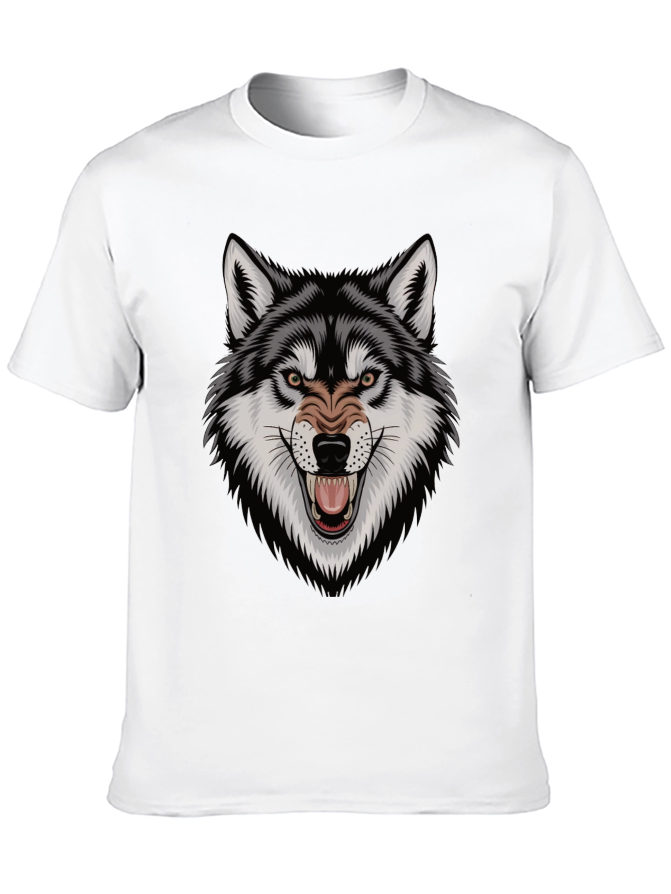 Black Men's Wolf Graphic Tee - Fierce Design, Black Cotton T-Shirt view 10