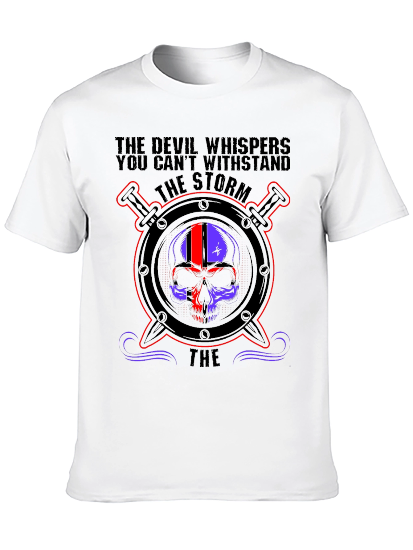 Black Devil Whispers Storm Skull Graphic Tee view 10