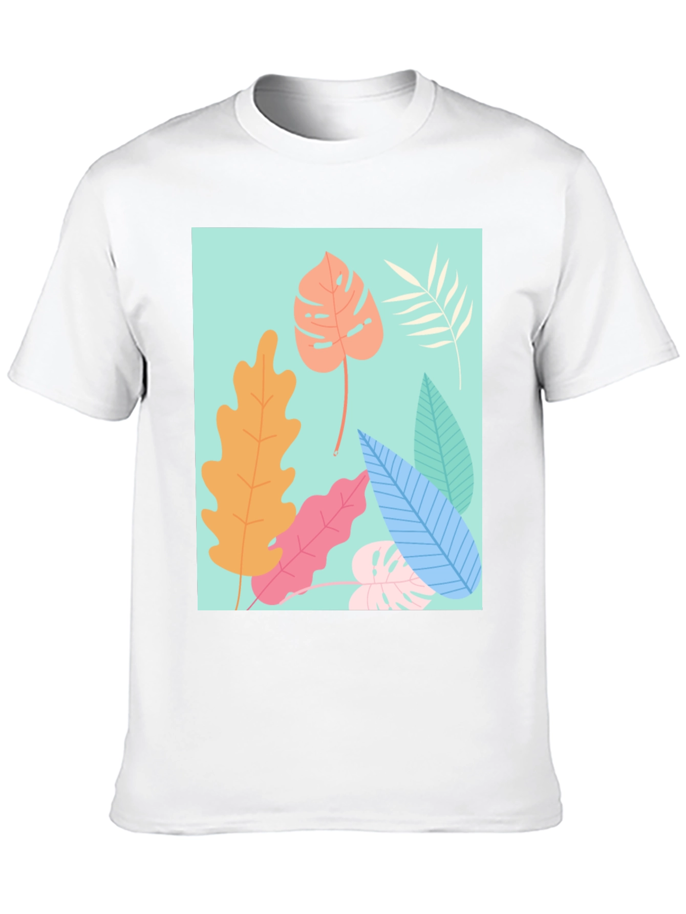 Black Tropical Leaves Graphic Tee - Black Cotton T-Shirt view 10
