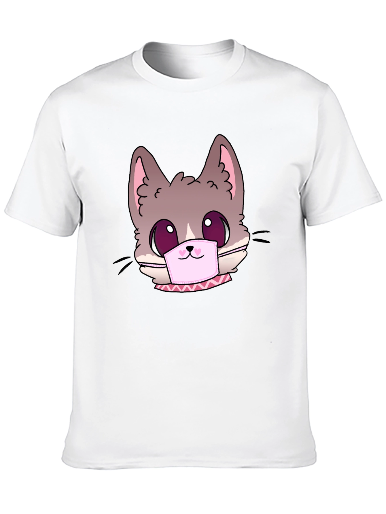 Black Cute Cat Face Mask Graphic T-Shirt view 10