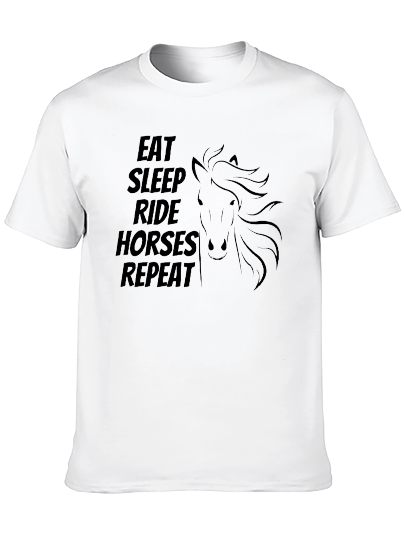 Black Eat Sleep Ride Horses Repeat Black T-Shirt view 10