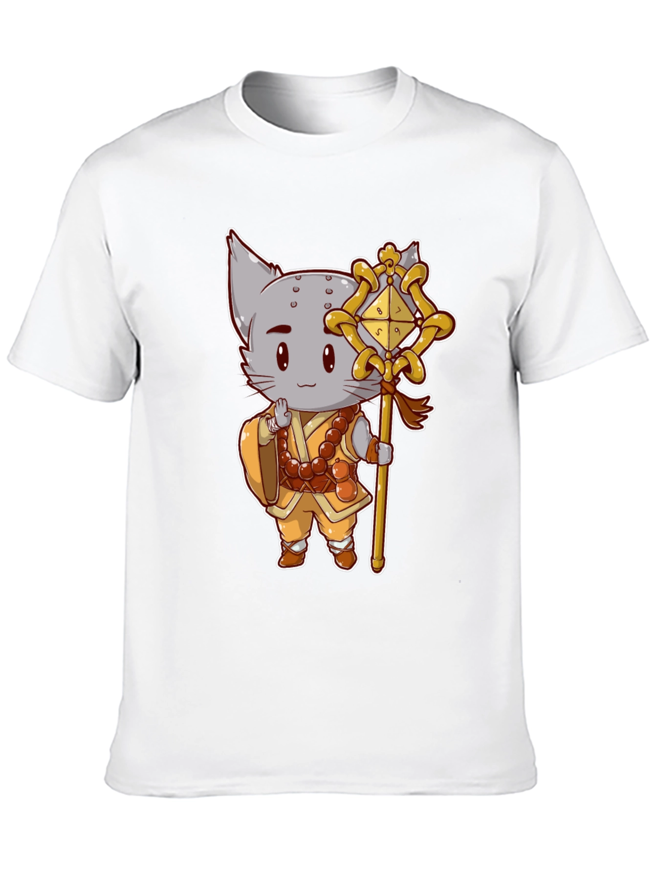 Black Monk Cat T-Shirt - Cute Anime Style view 10