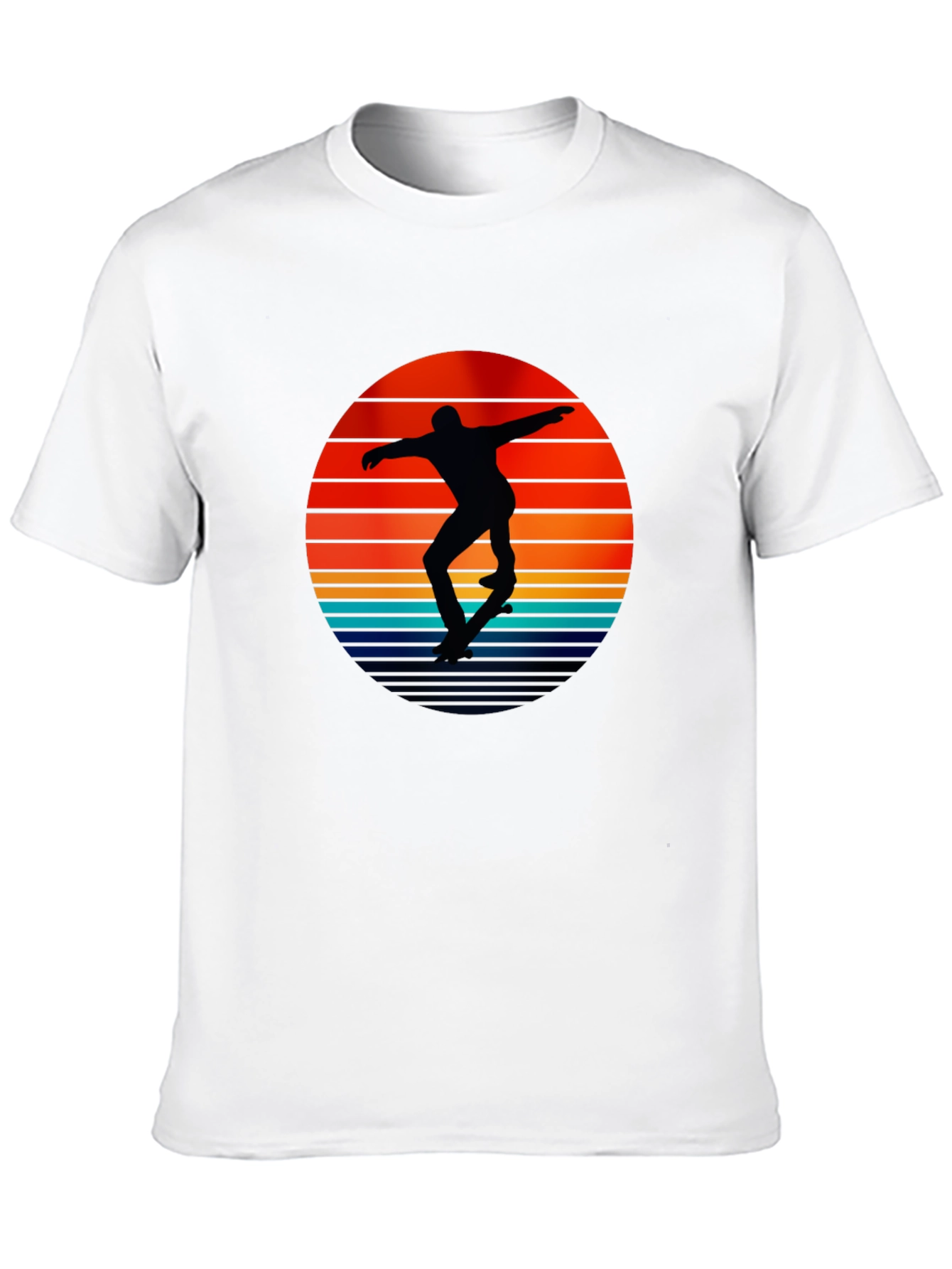 Black Retro Skateboarder Sunset Graphic T-Shirt view 10