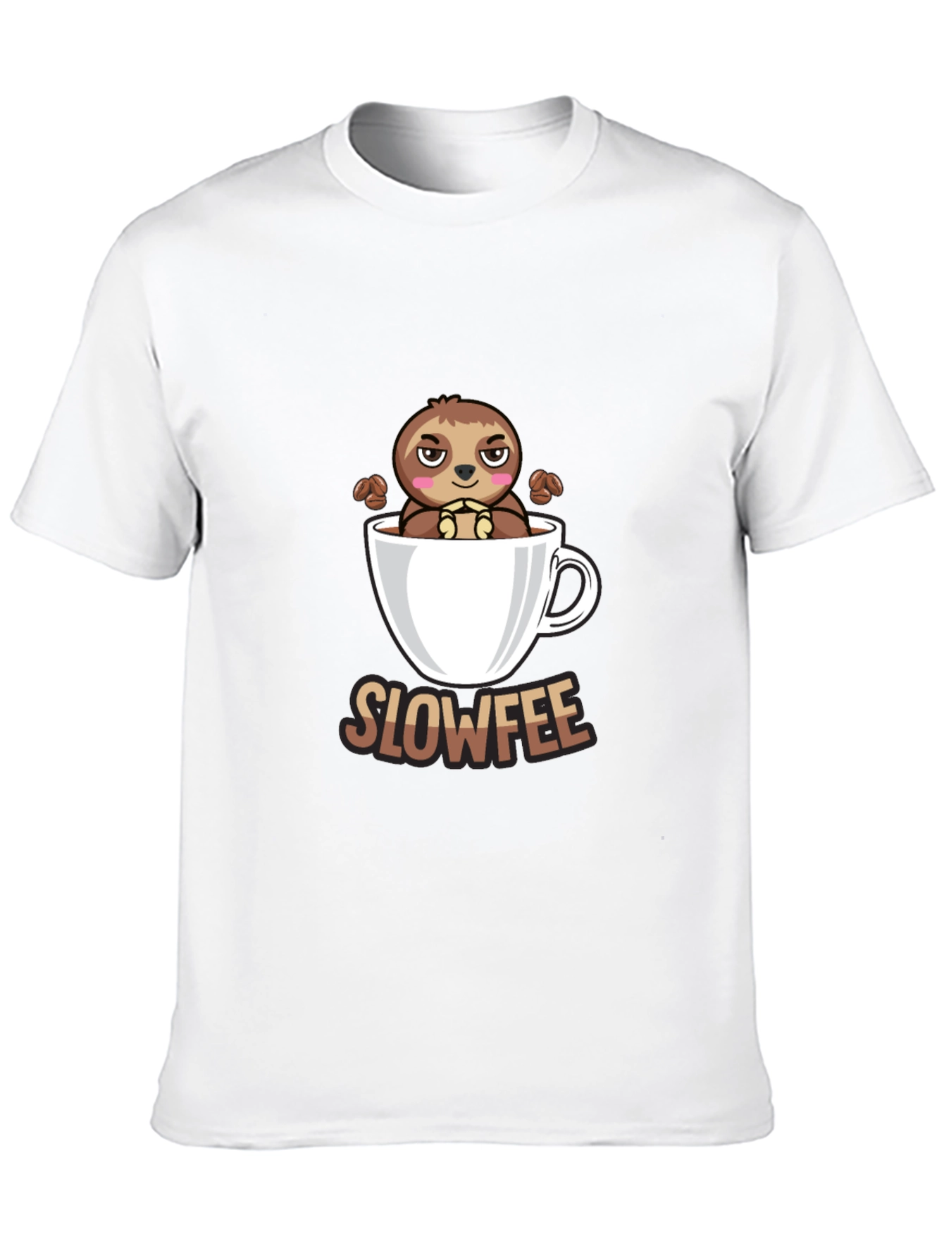 Black Slowfee Sloth Coffee Cup T-Shirt - Funny Cute Tee view 10