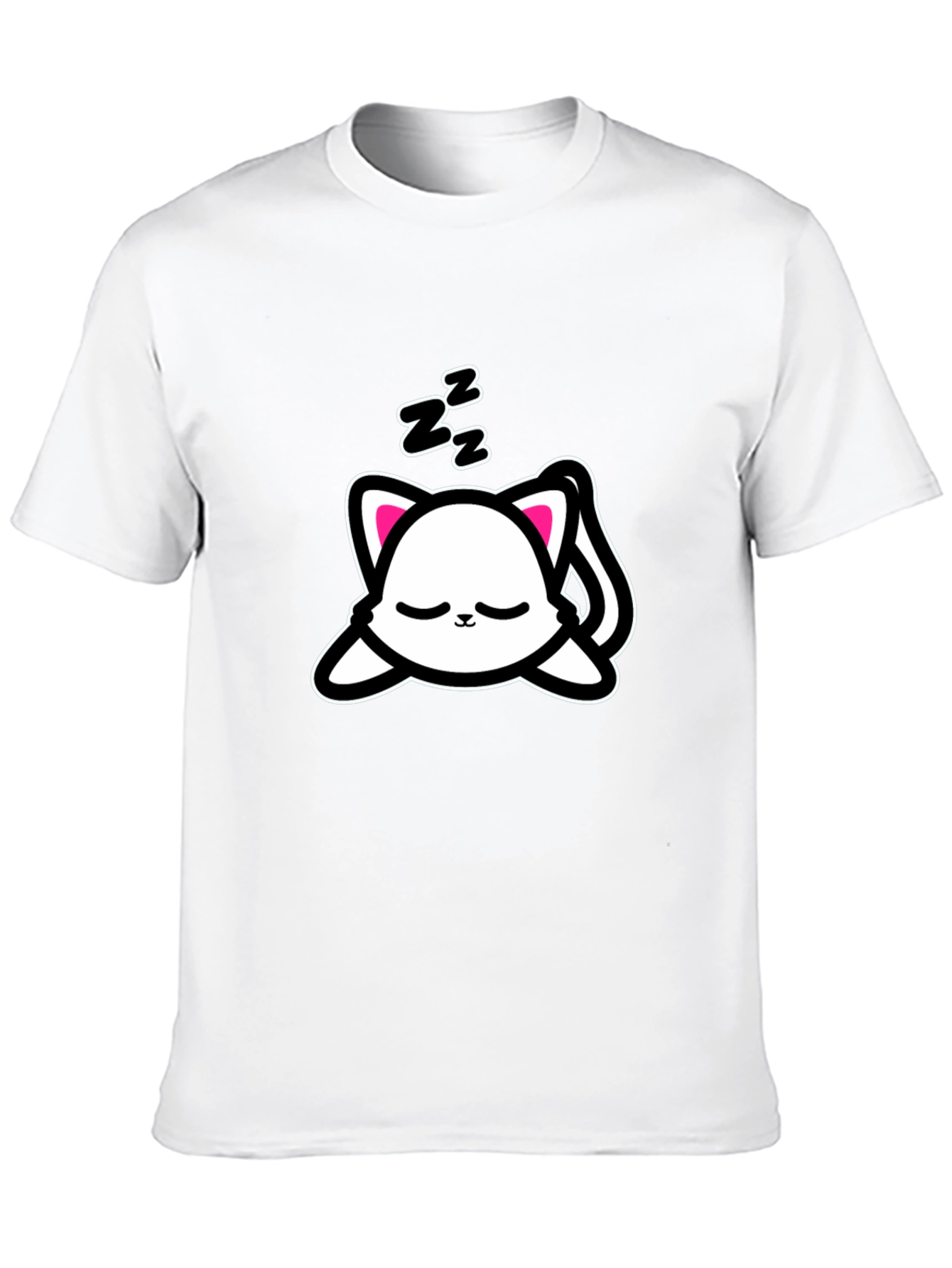 Black Cute Sleeping Cat Graphic Tee - Black view 10