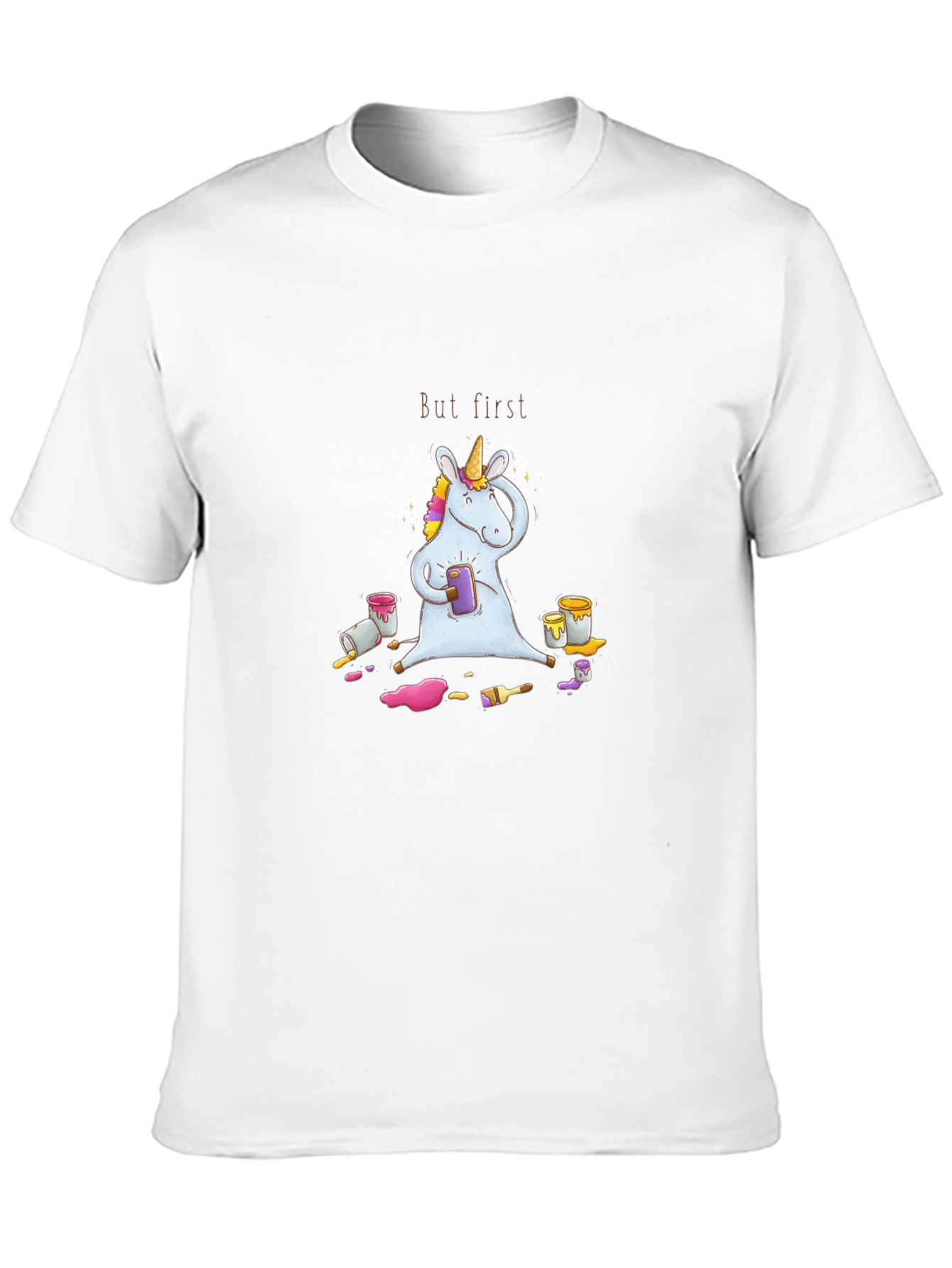 Black Unicorn Painter Graphic T-Shirt - Artistic Novelty Tee view 10