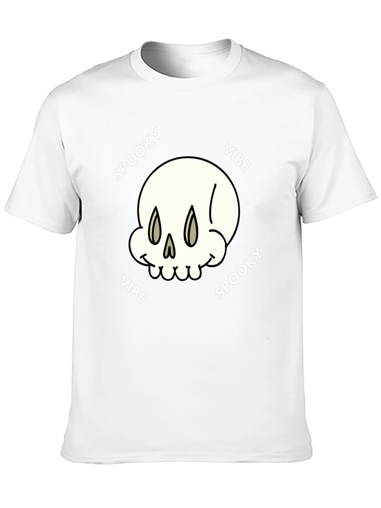Black Spooky Vibe Graphic Tee - Skull Design view 10