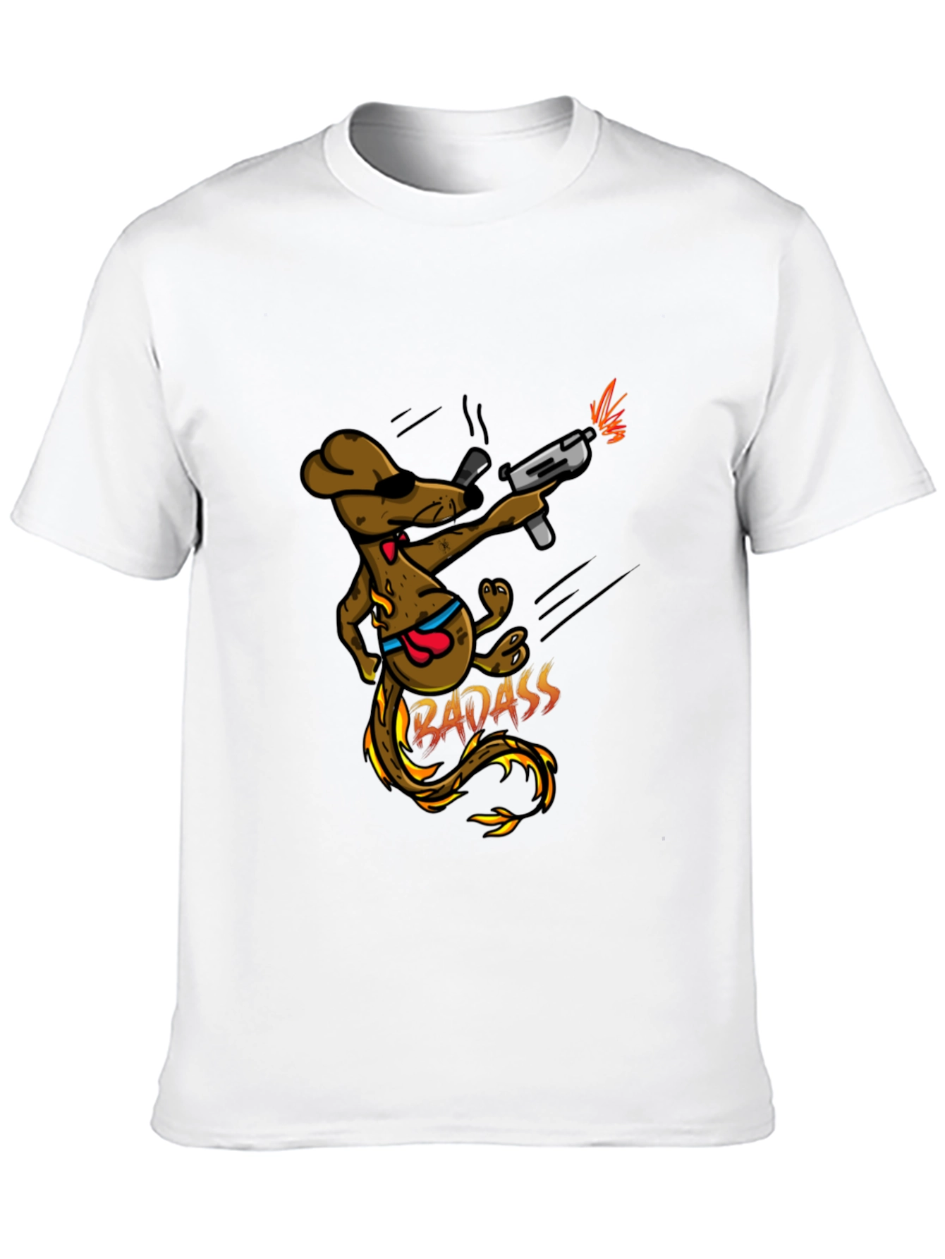 Black Badass Dog with Gun Black T-Shirt view 10