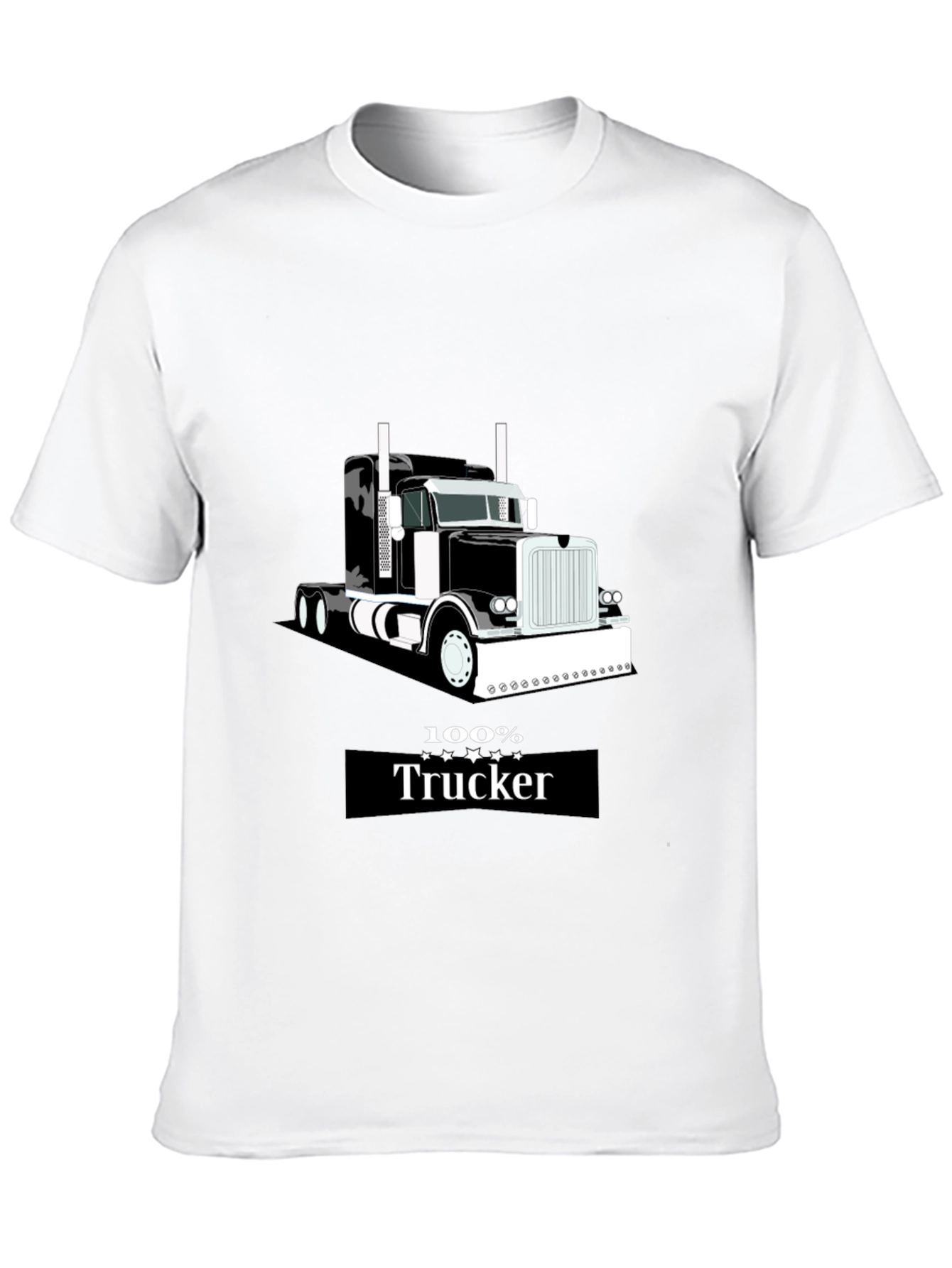 Black 100% Trucker Graphic Tee - Black Cotton Blend view 10