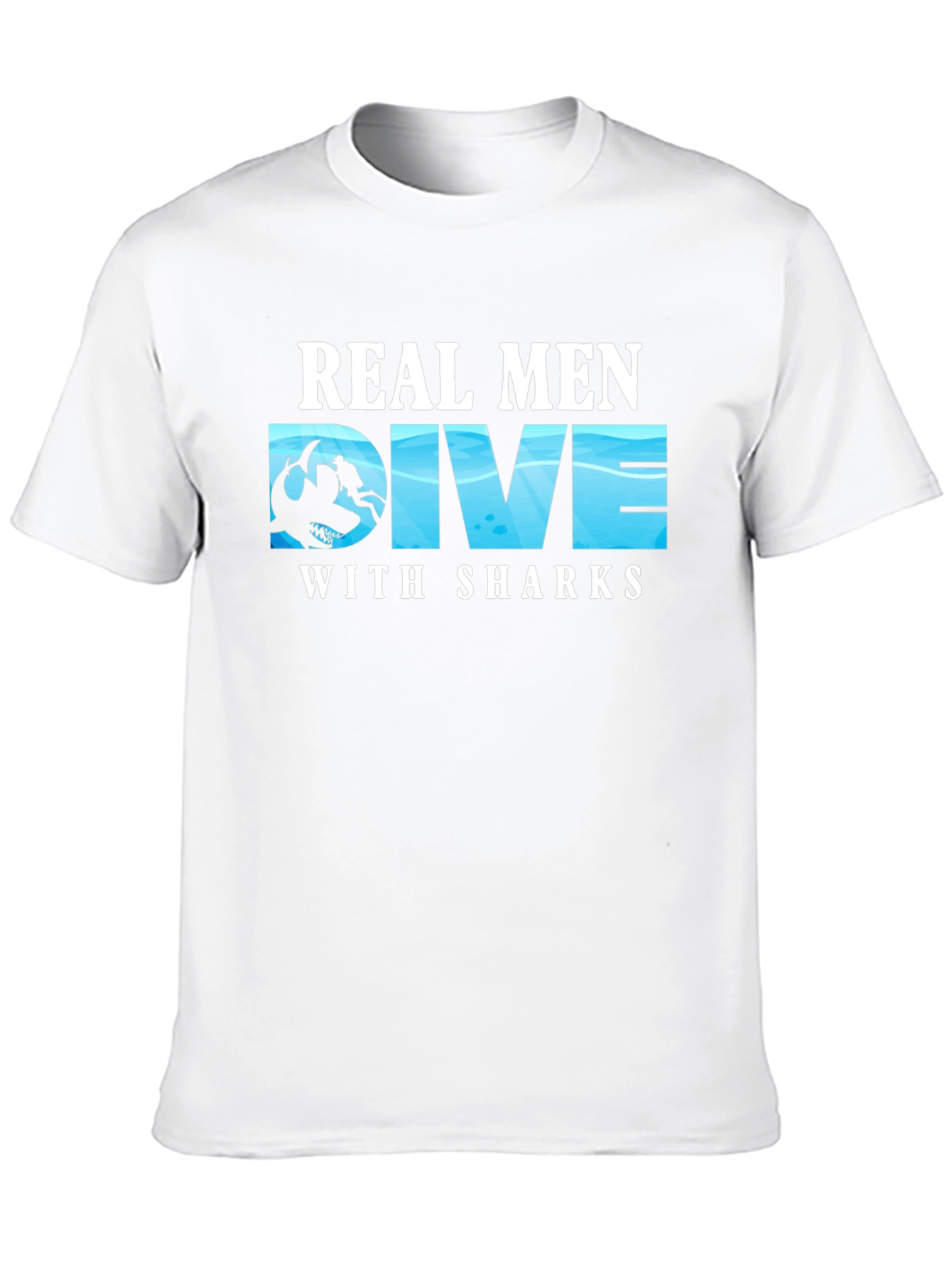 Black Real Men Dive With Sharks T-Shirt view 10