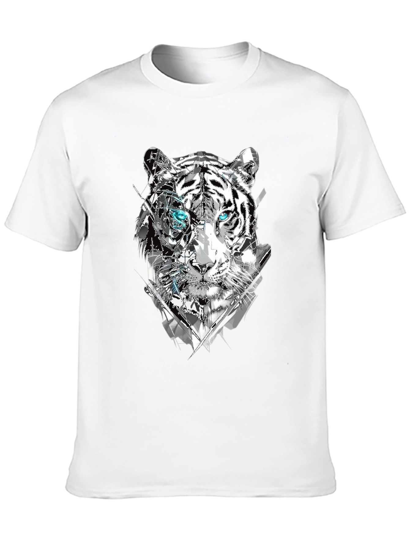 Black Abstract Tiger Graphic Print Tee - Men's Black T-Shirt view 10