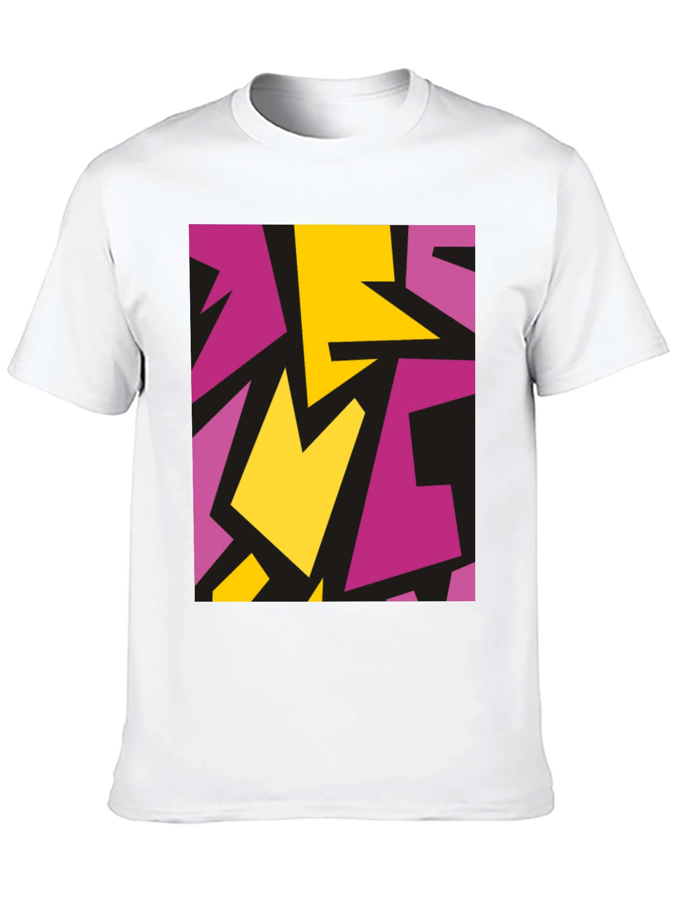 Black Abstract Geometric Design Black T-Shirt view 10