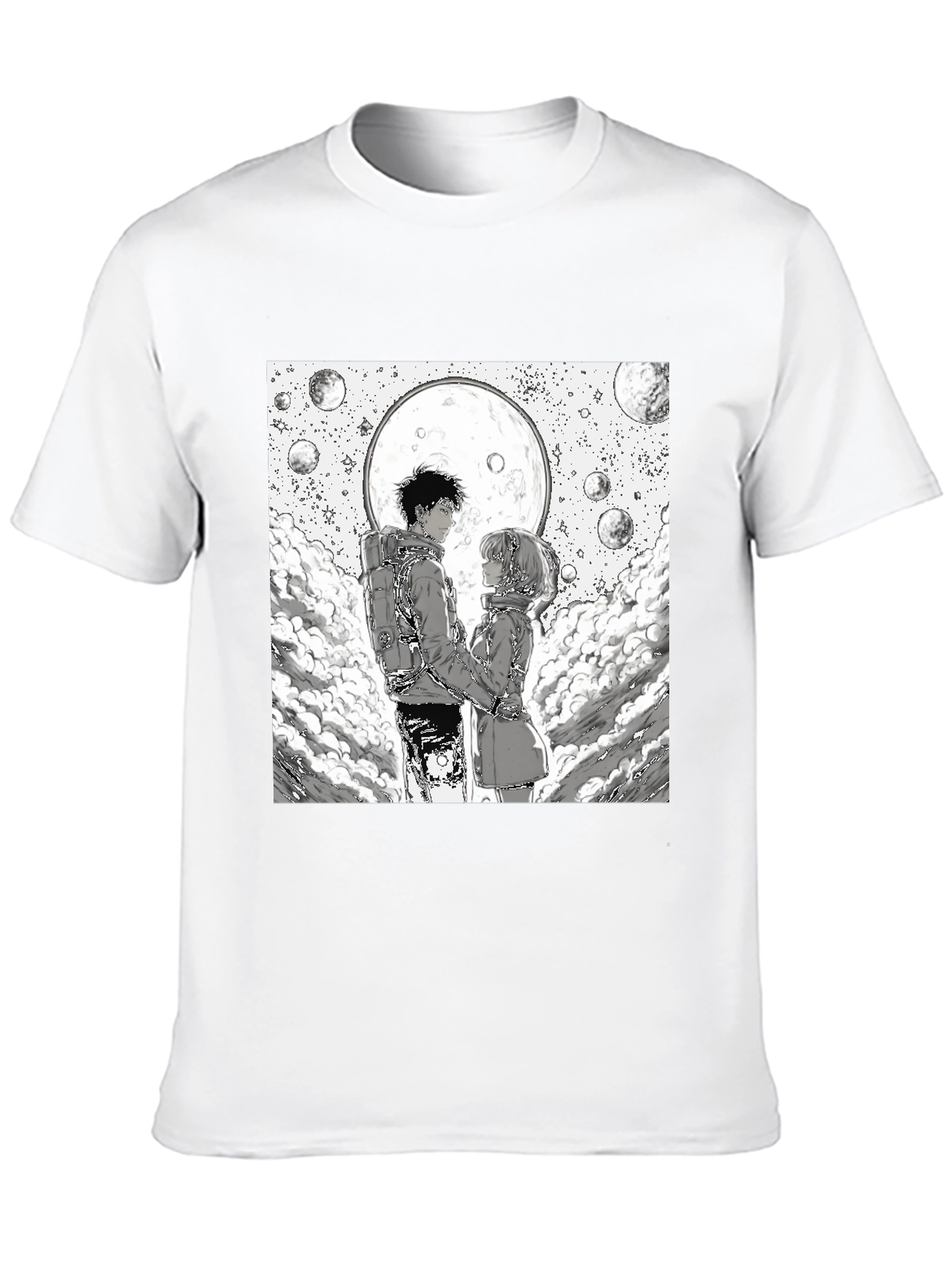 Black Anime Moon Lovers Graphic Tee - Black view 10