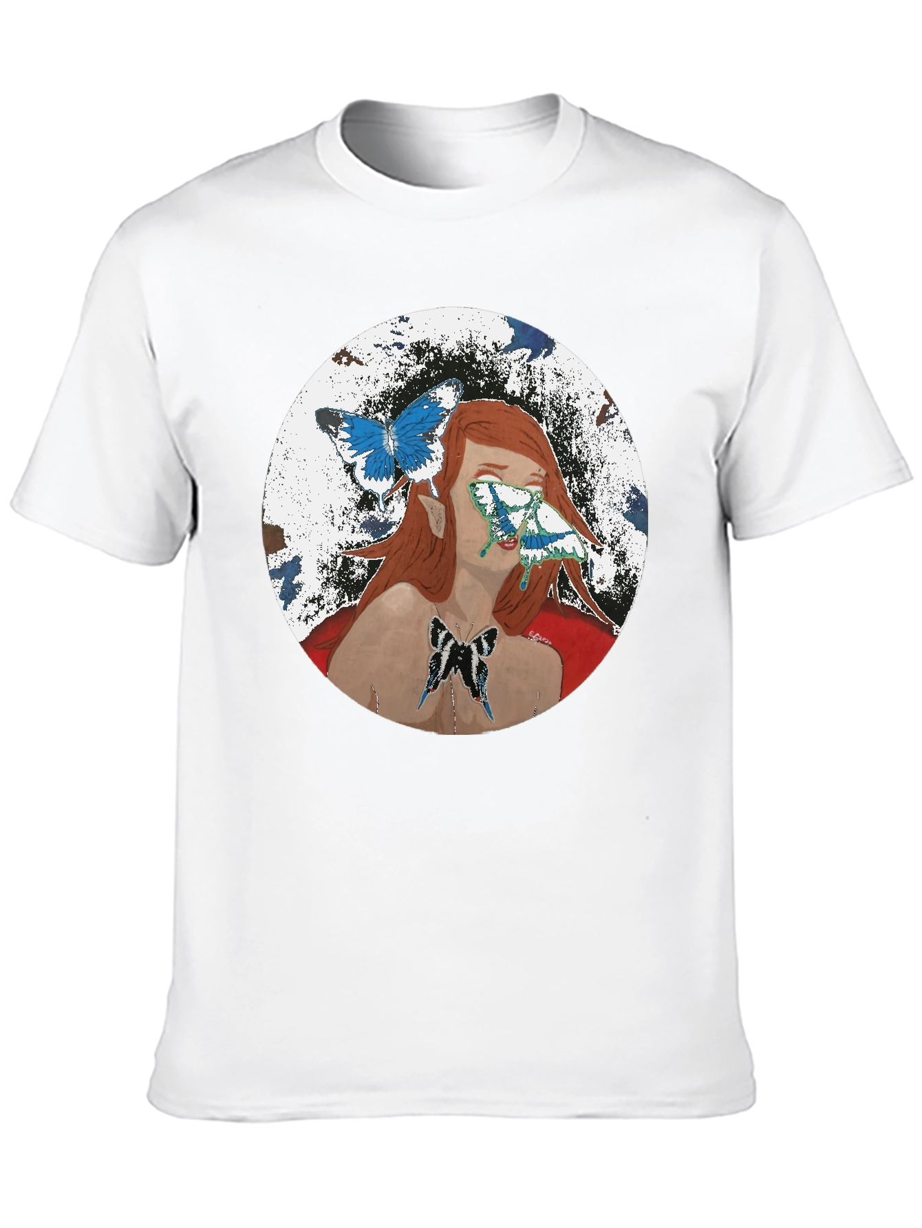 Black Butterfly Woman Graphic T-Shirt - Black view 10