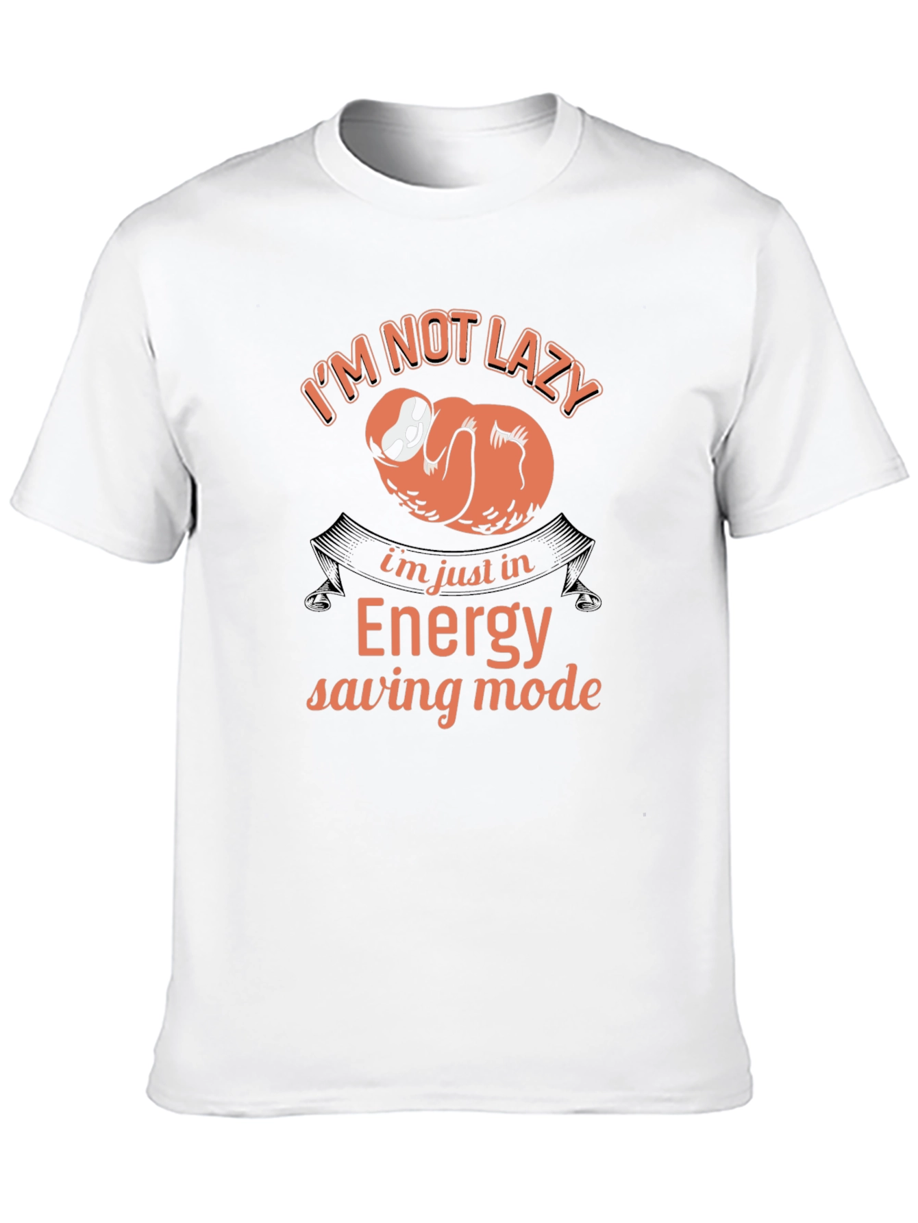 Black Funny Sloth 'Energy Saving Mode' Graphic T-Shirt view 10